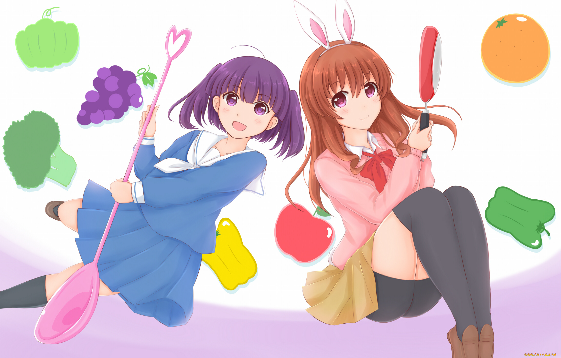 koufuku, graffiti, аниме, unknown, , другое, грудь, девушки, взгляд, фон