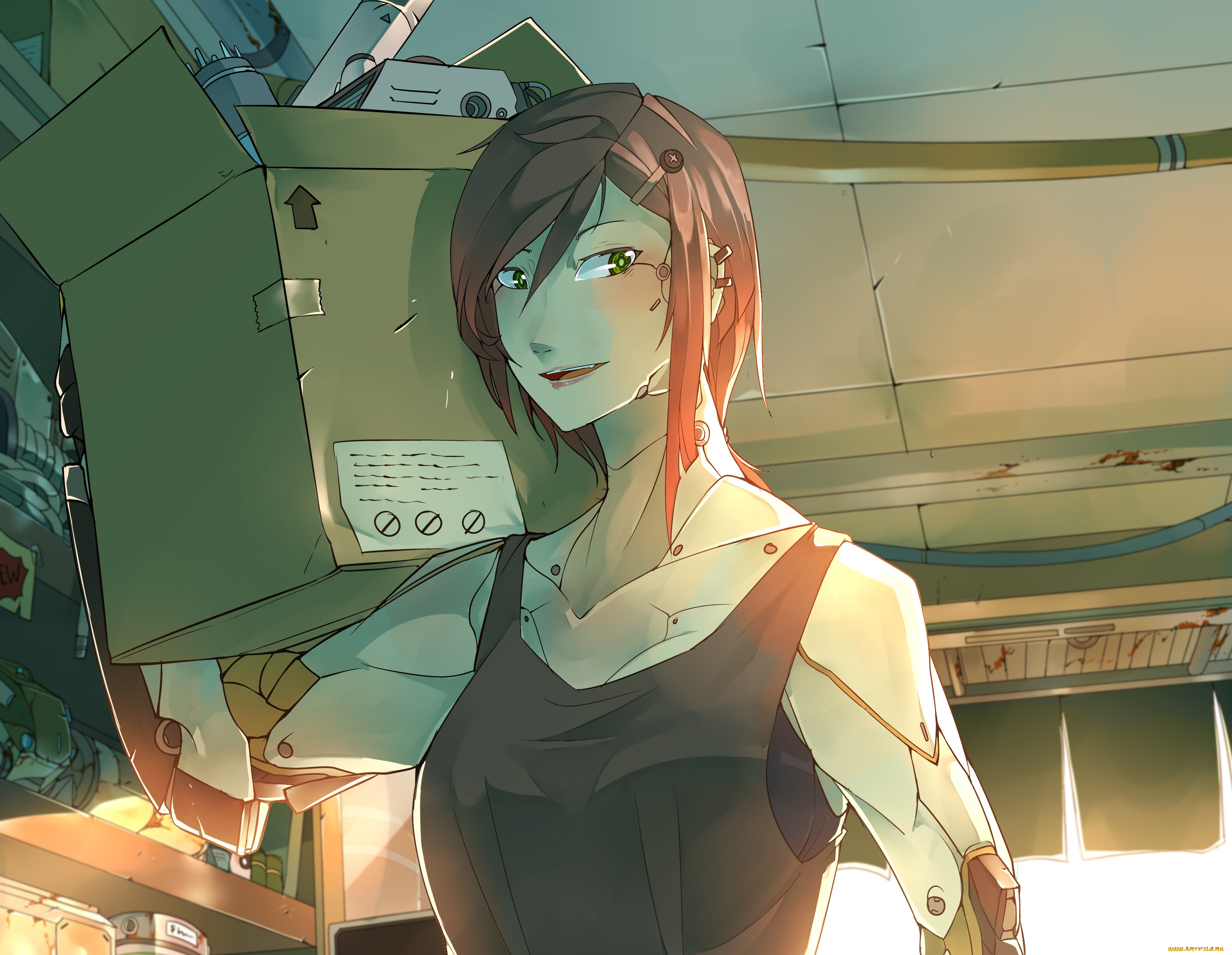 аниме, оружие, , техника, , технологии, девушка, арт, робот