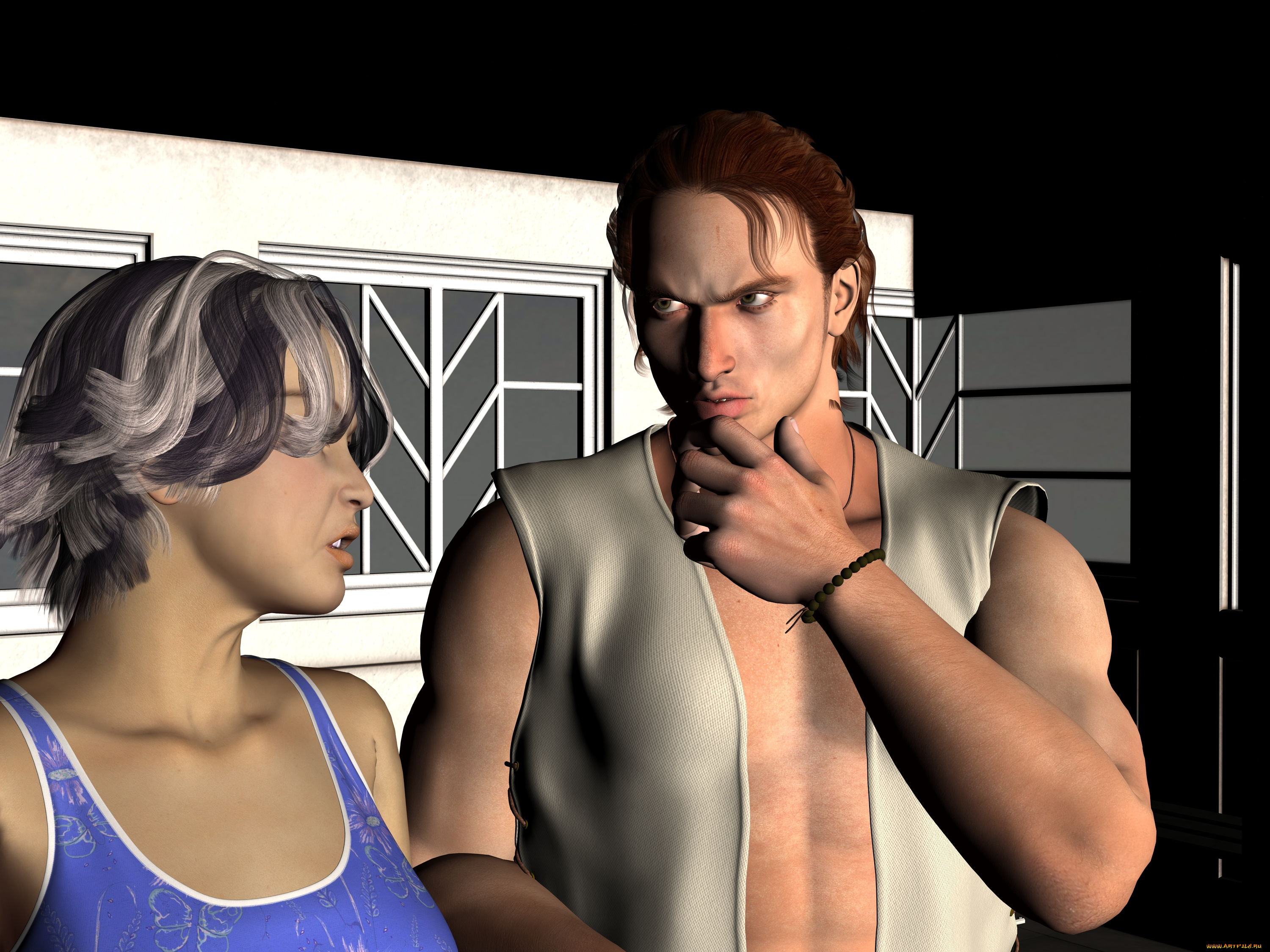 3д, графика, люди, , people, девушка, фон, взгляд, парень