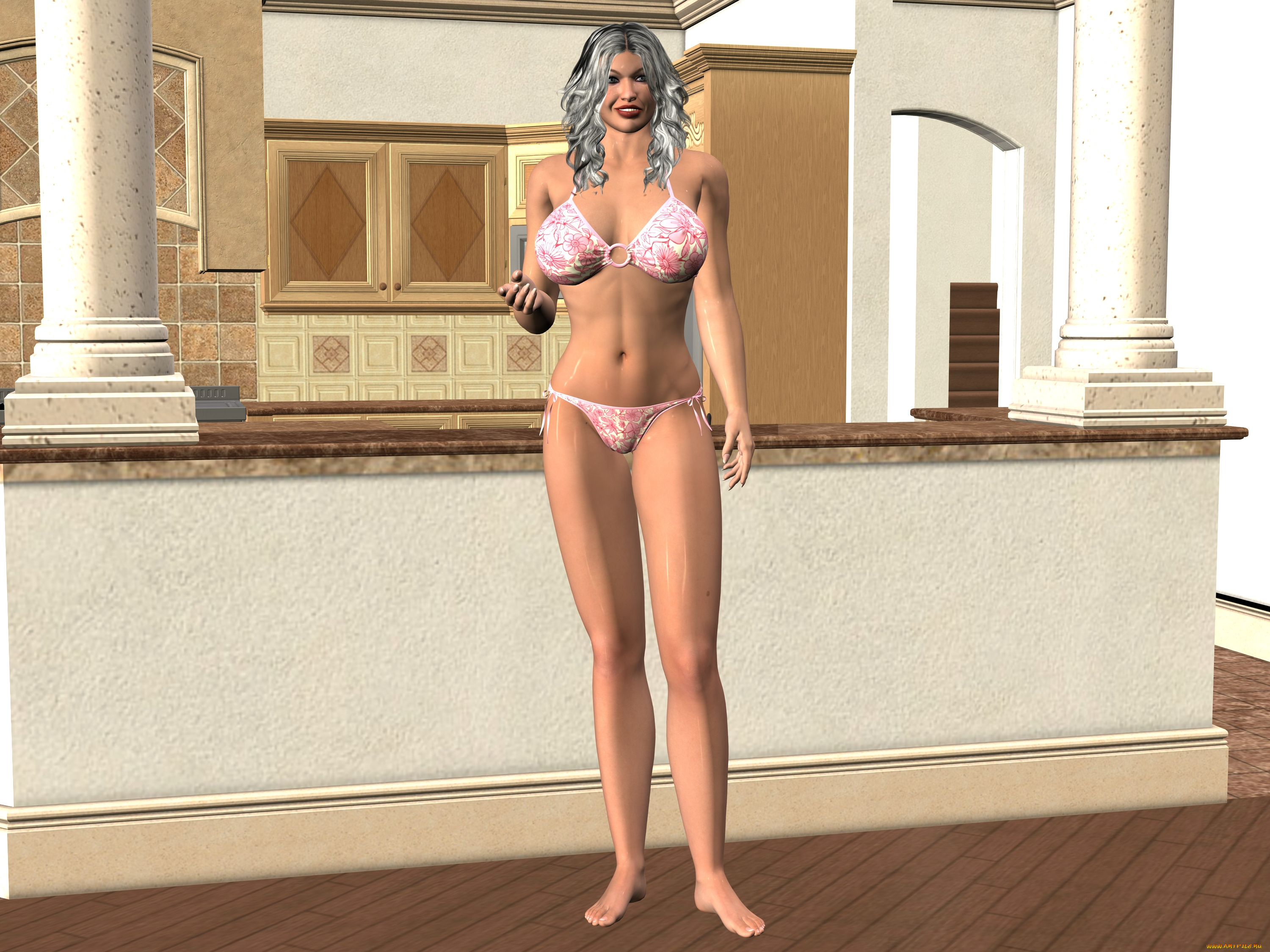 3д, графика, люди, , people, девушка, взгляд, фон, интерьер