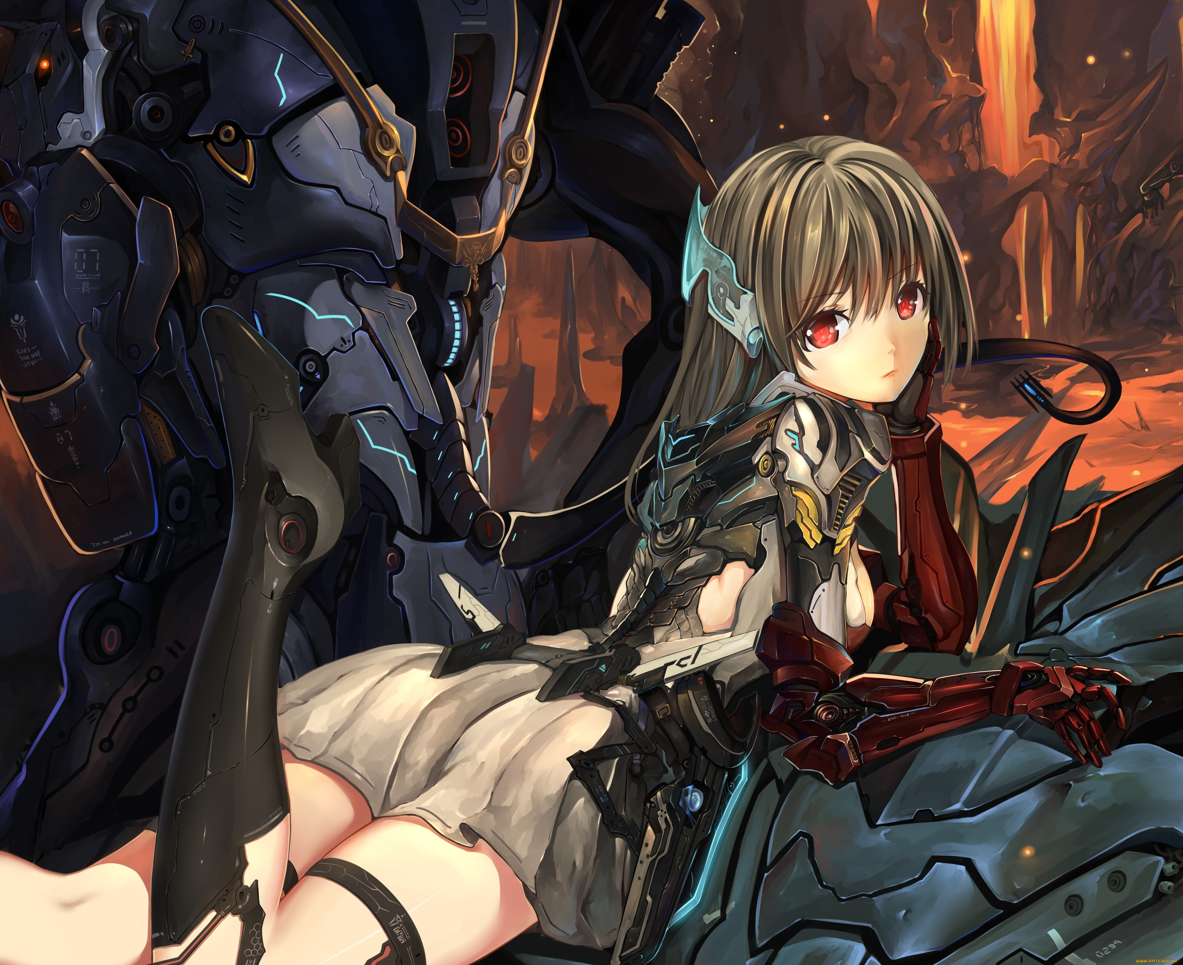 аниме, оружие, , техника, , технологии, фон, взгляд, девушка