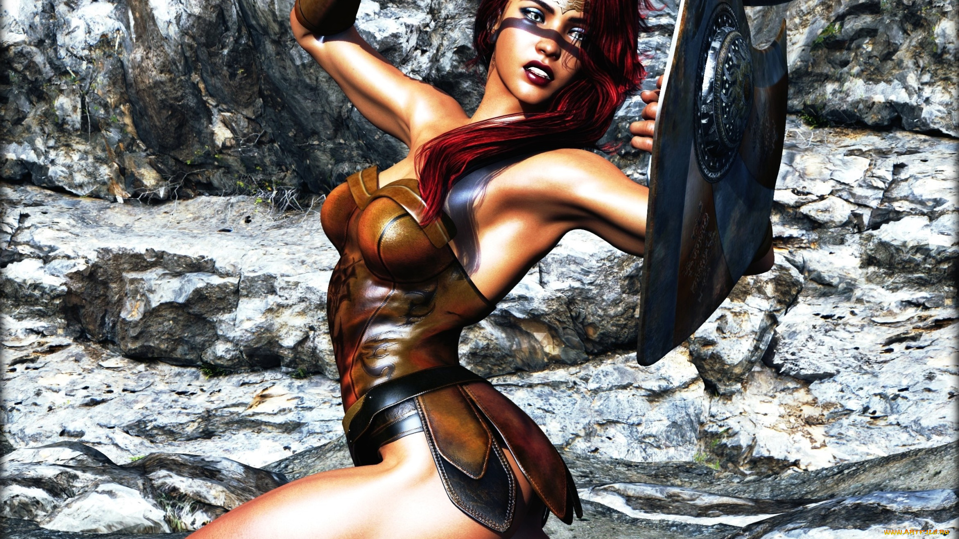 3д, графика, фракталы, , fractal, девушка, взгляд, фон, оружие