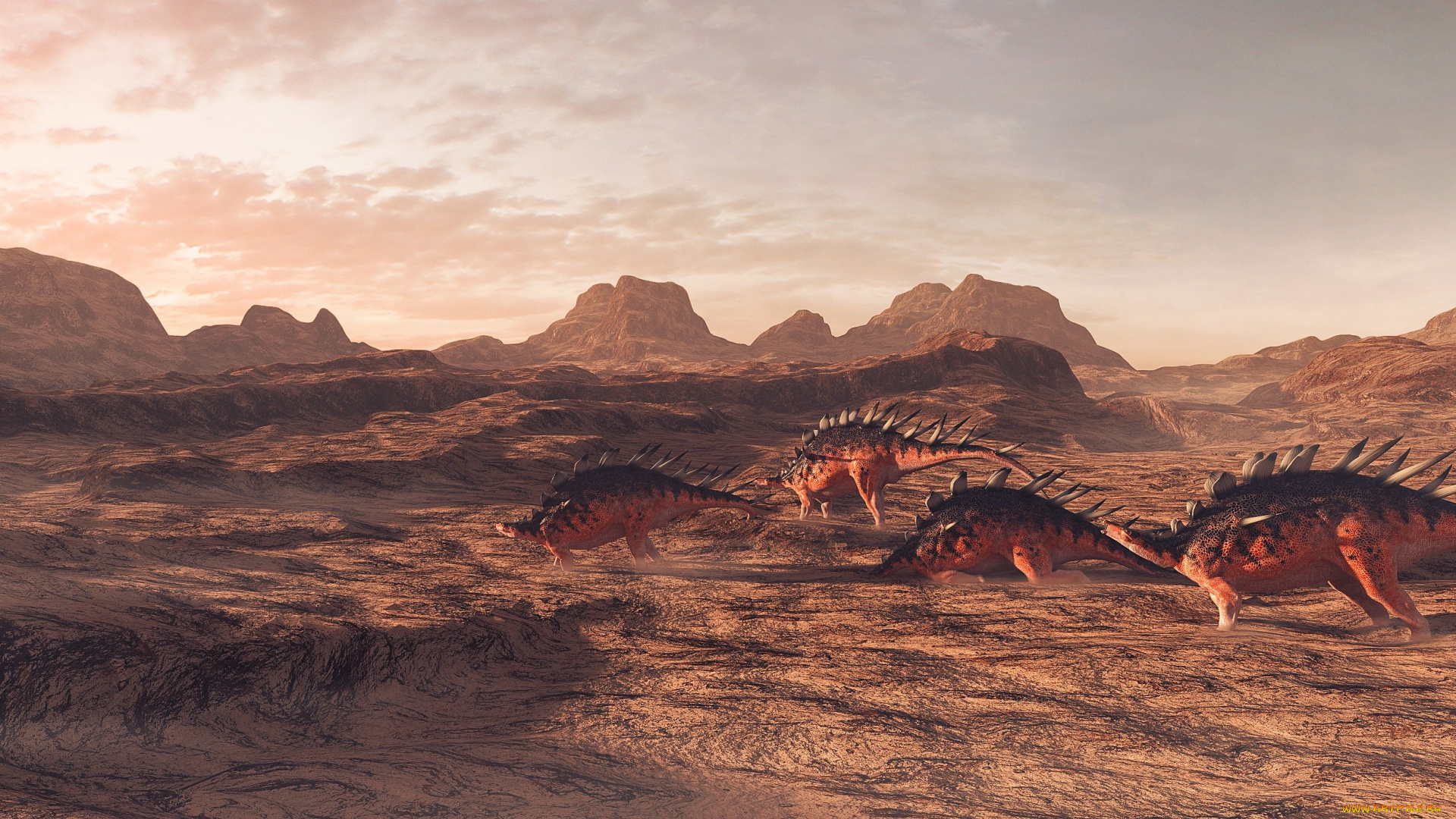 3д, графика, животные, , animals, горы, динозавры