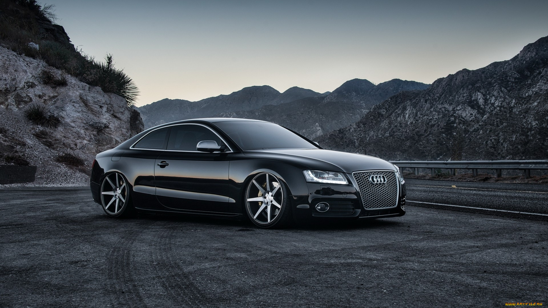 автомобили, audi, ауди, rs5, черный, площадка, следы, горы