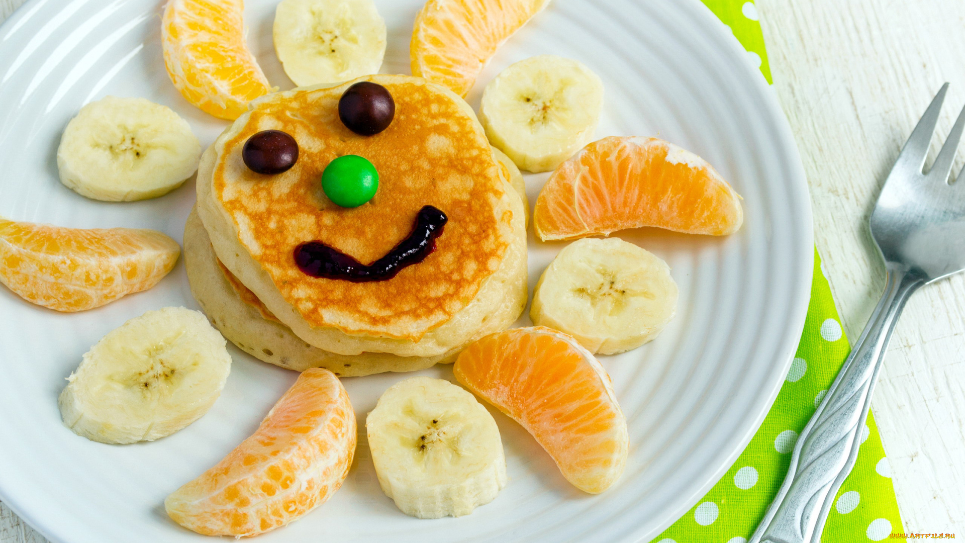 еда, блины, , оладьи, оладьи, банан, апельсин, десерт