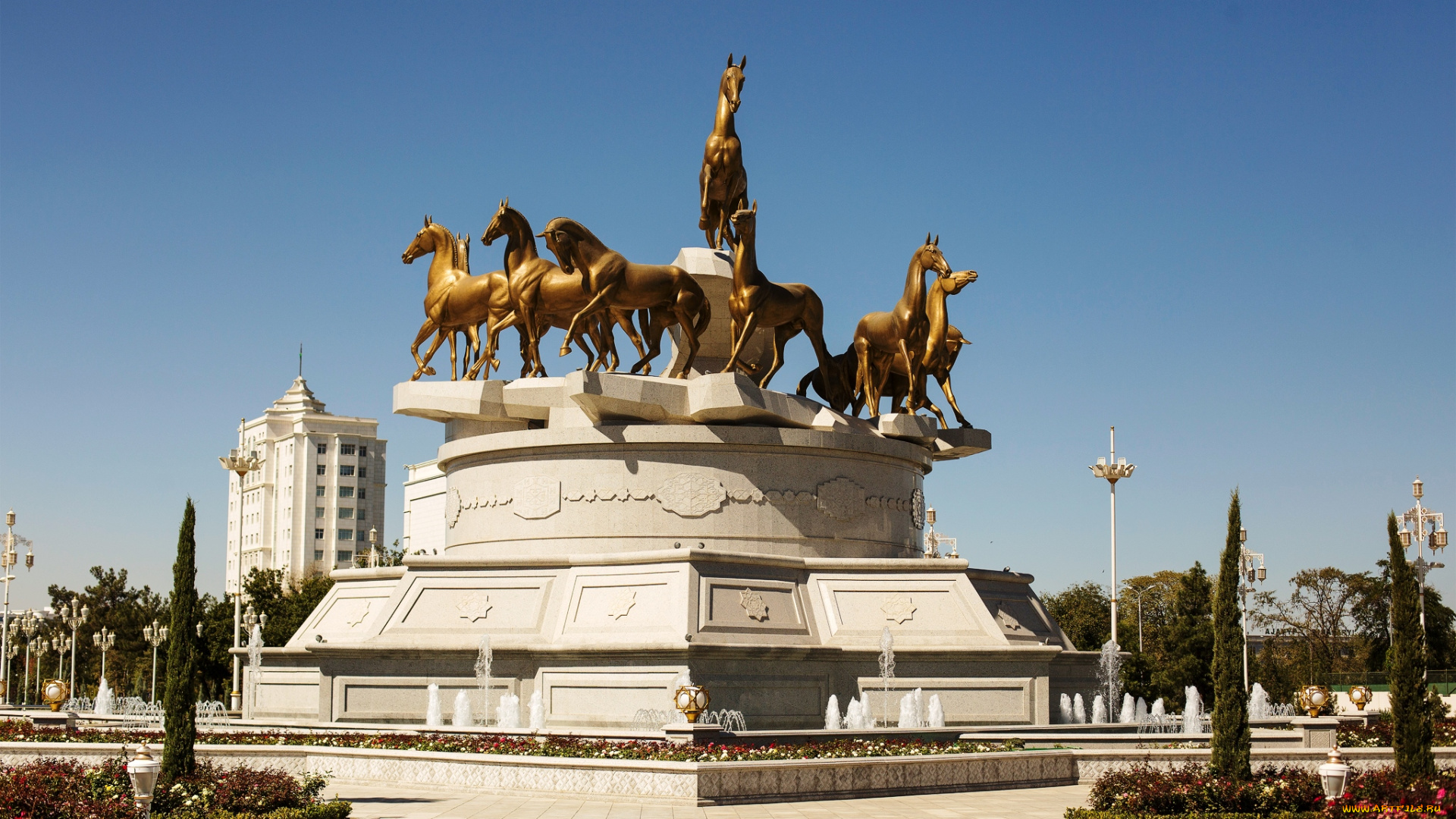 города, -, памятники, , скульптуры, , арт-объекты, конная, статуя, город, ашхабад