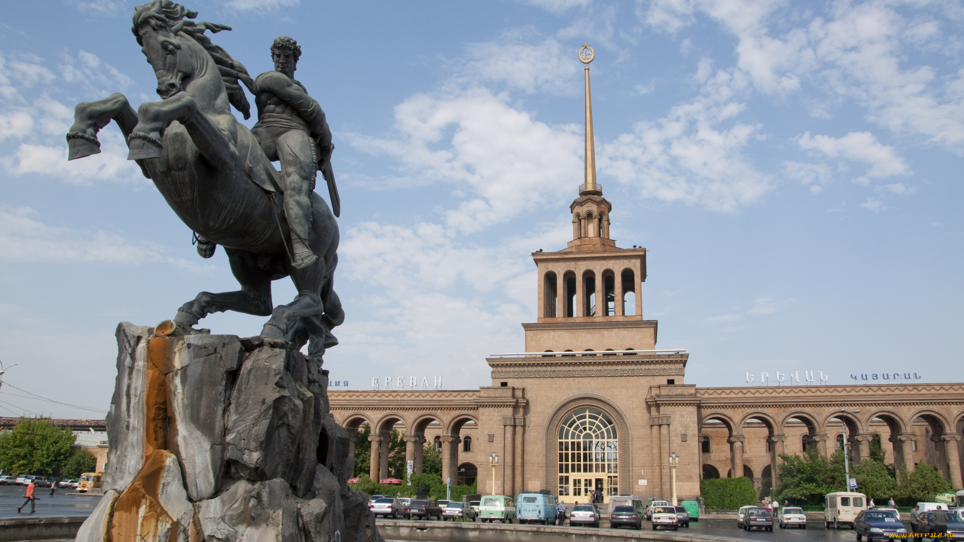 города, -, памятники, , скульптуры, , арт-объекты, памятник, давиду, у, железнодорожного, вокзала, город, ереван