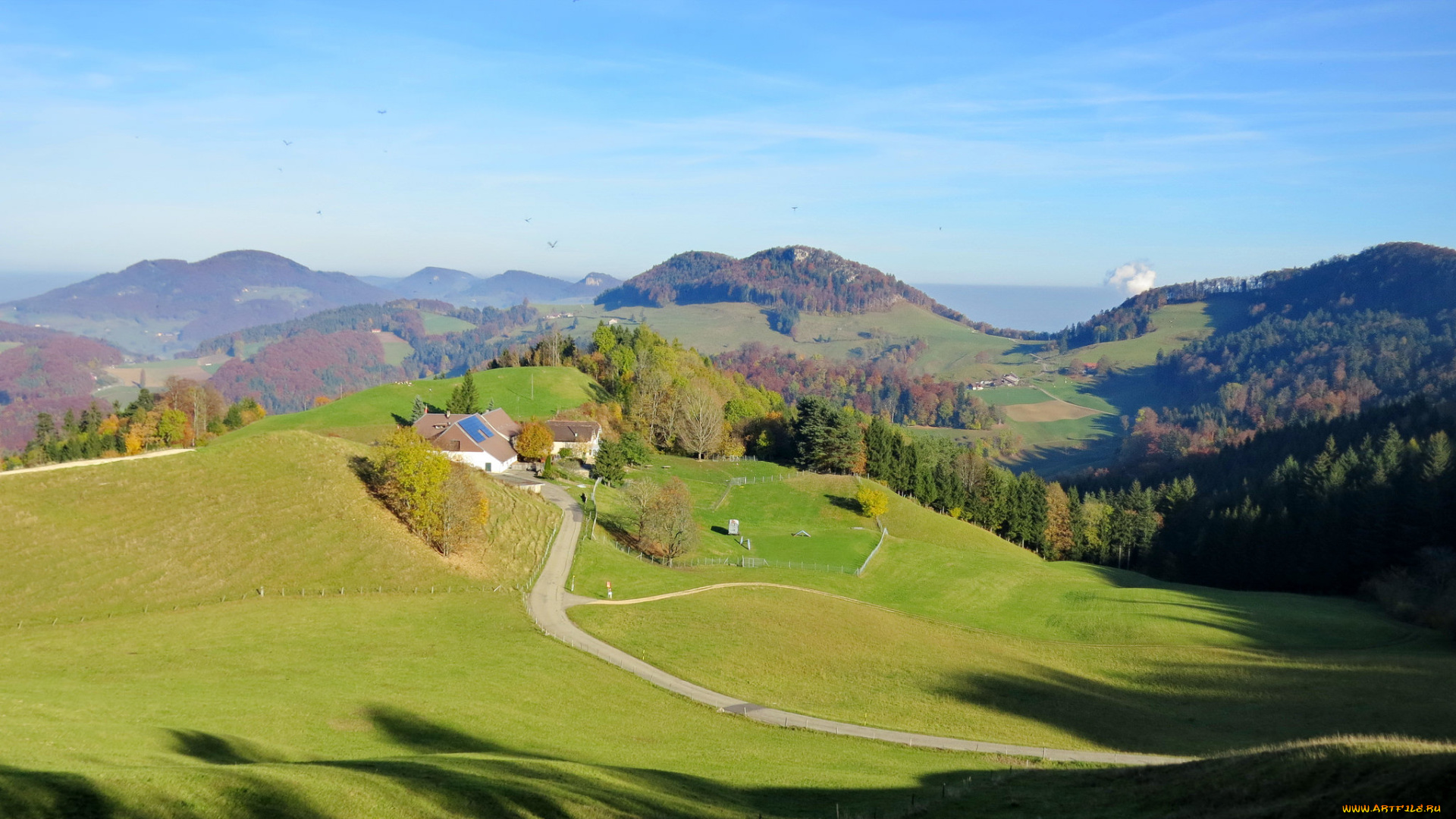города, -, пейзажи, дом, горы, лес