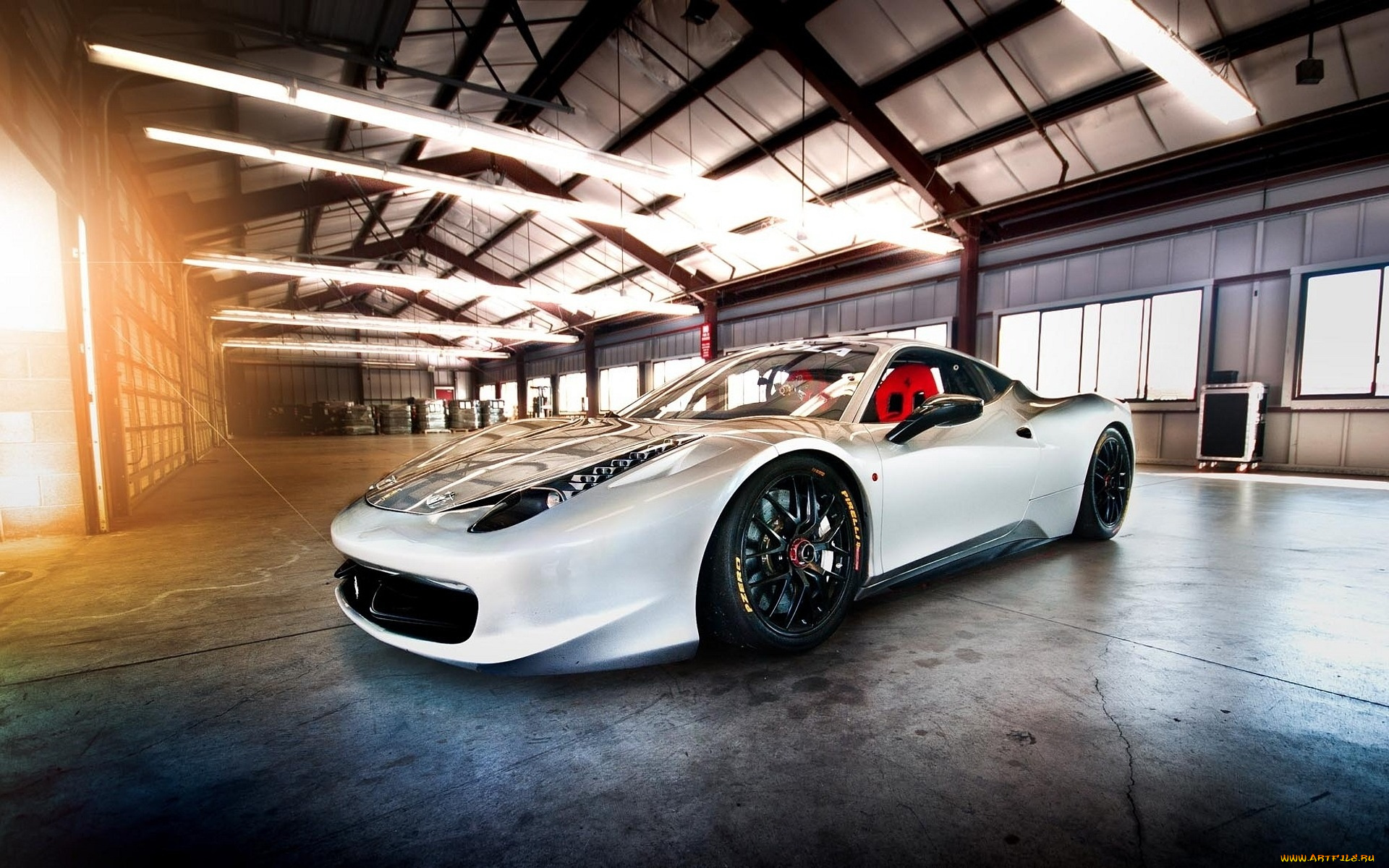 автомобили, ferrari, феррари, 458, italia, белый, гараж