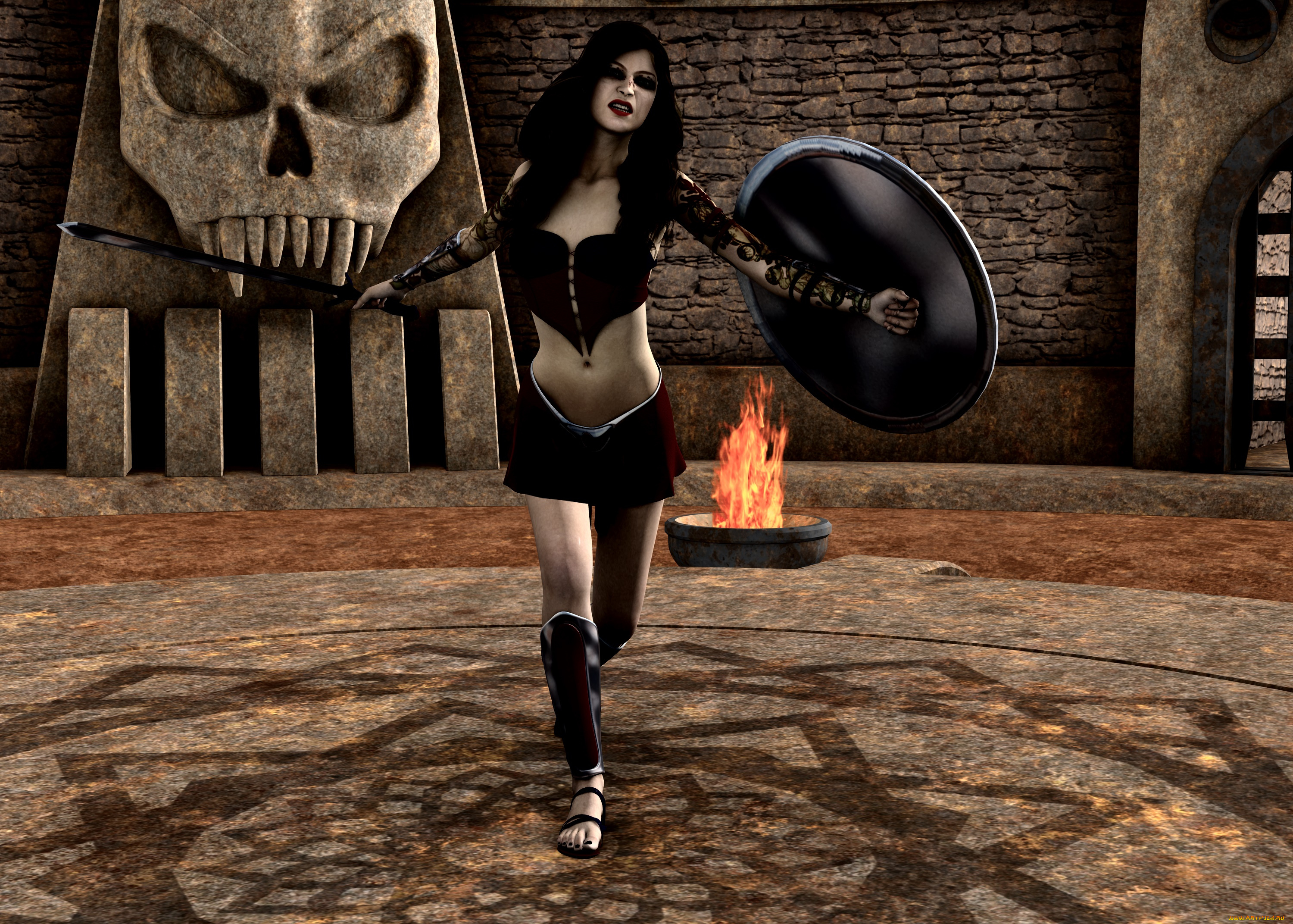 3д, графика, фантазия, , fantasy, девушка, взгляд, фон, оружие