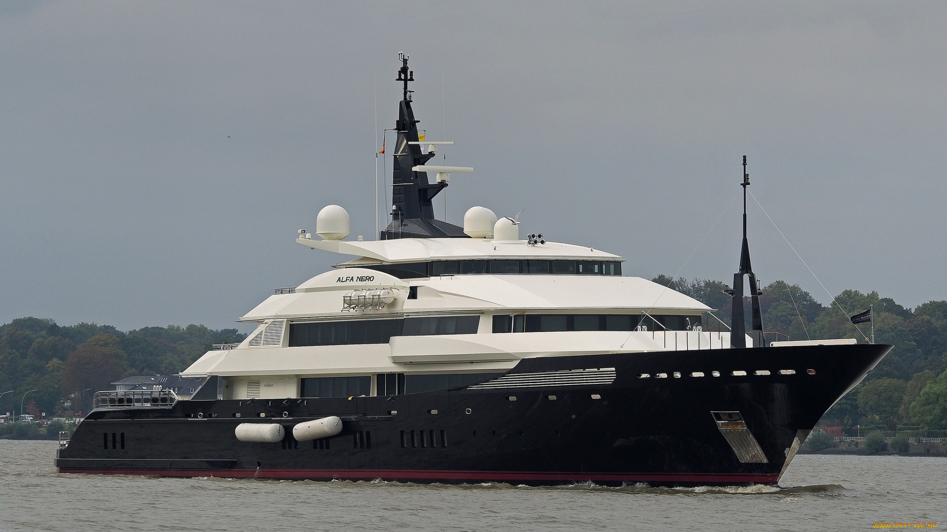 alfa, nero, корабли, Яхты, суперяхта