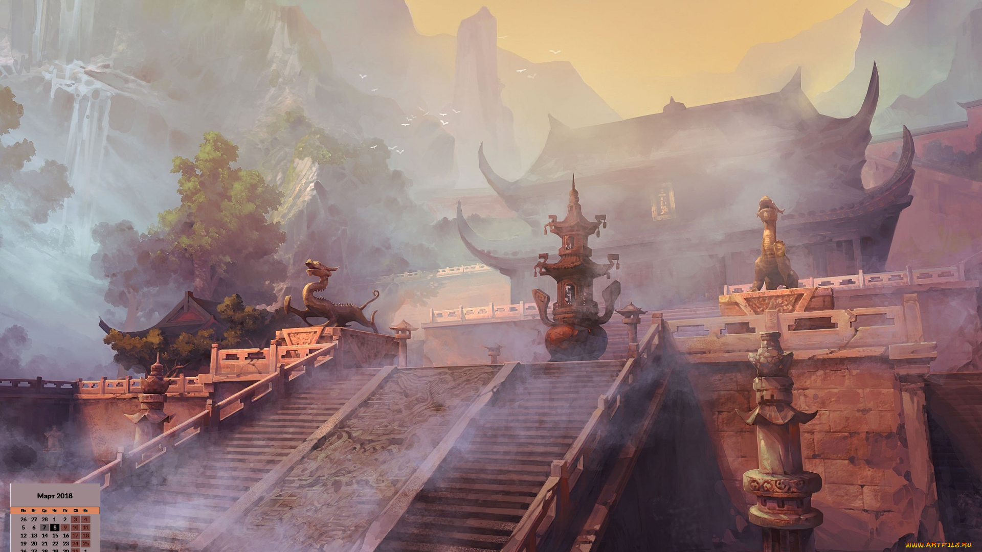 календари, фэнтези, скульптура, 2018, здание