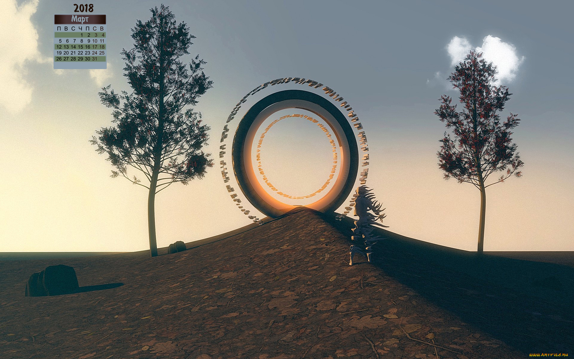 календари, фэнтези, 2018, деревья