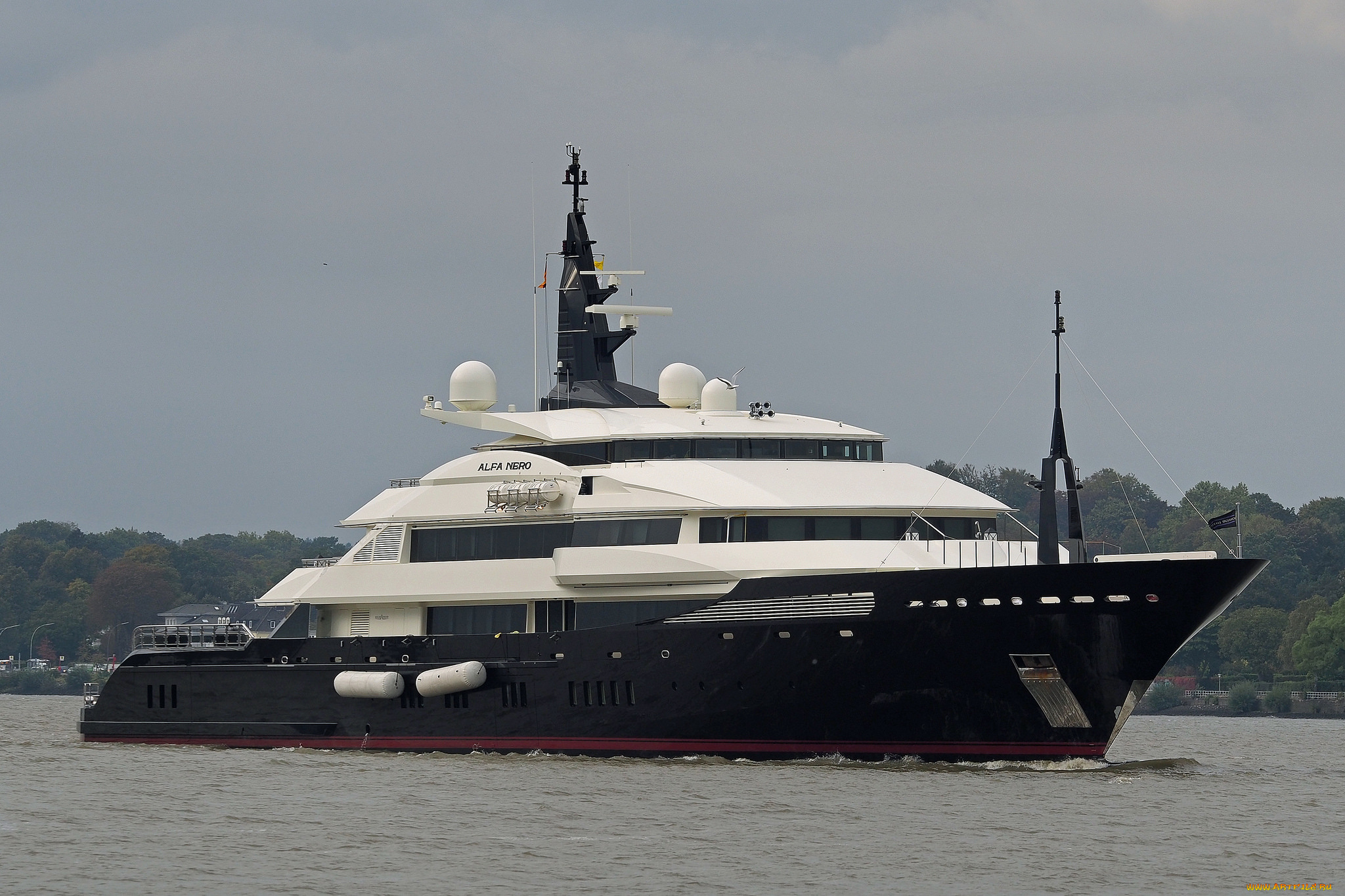 alfa, nero, корабли, Яхты, суперяхта