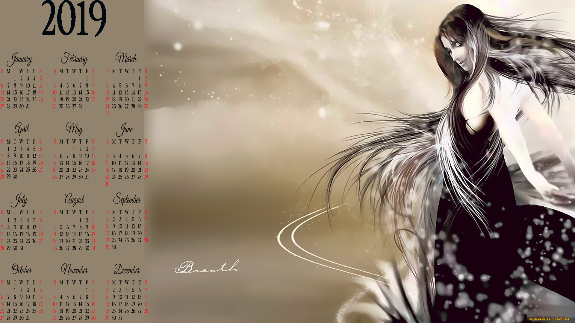 календари, фэнтези, девушка