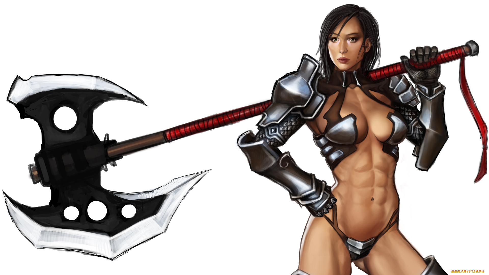 рисованное, комиксы, девушка, фон, топор, униформа