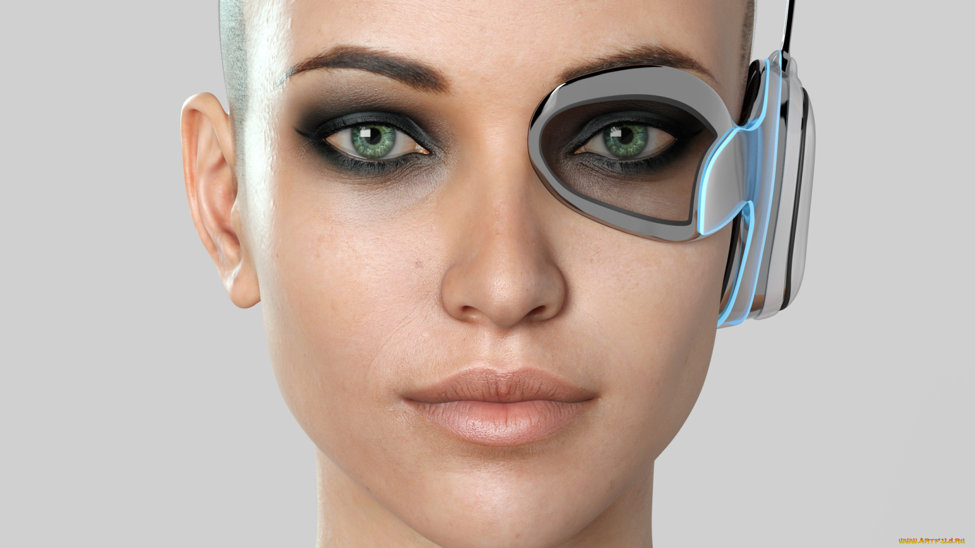 3д, графика, портрет, , portraits, девушка, монокль, взгляд, фон