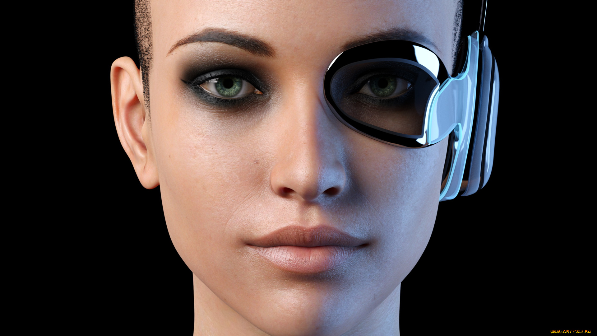 3д, графика, портрет, , portraits, монокль, взгляд, фон, девушка