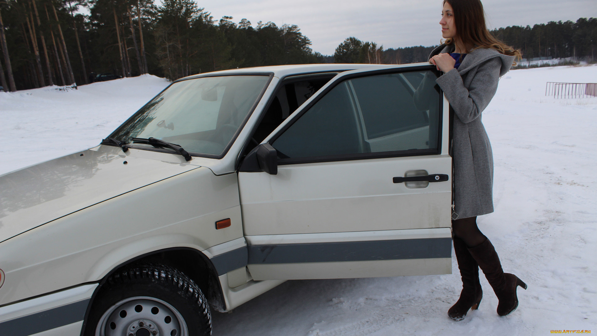 автомобили, -авто, с, девушками, lada, 2114