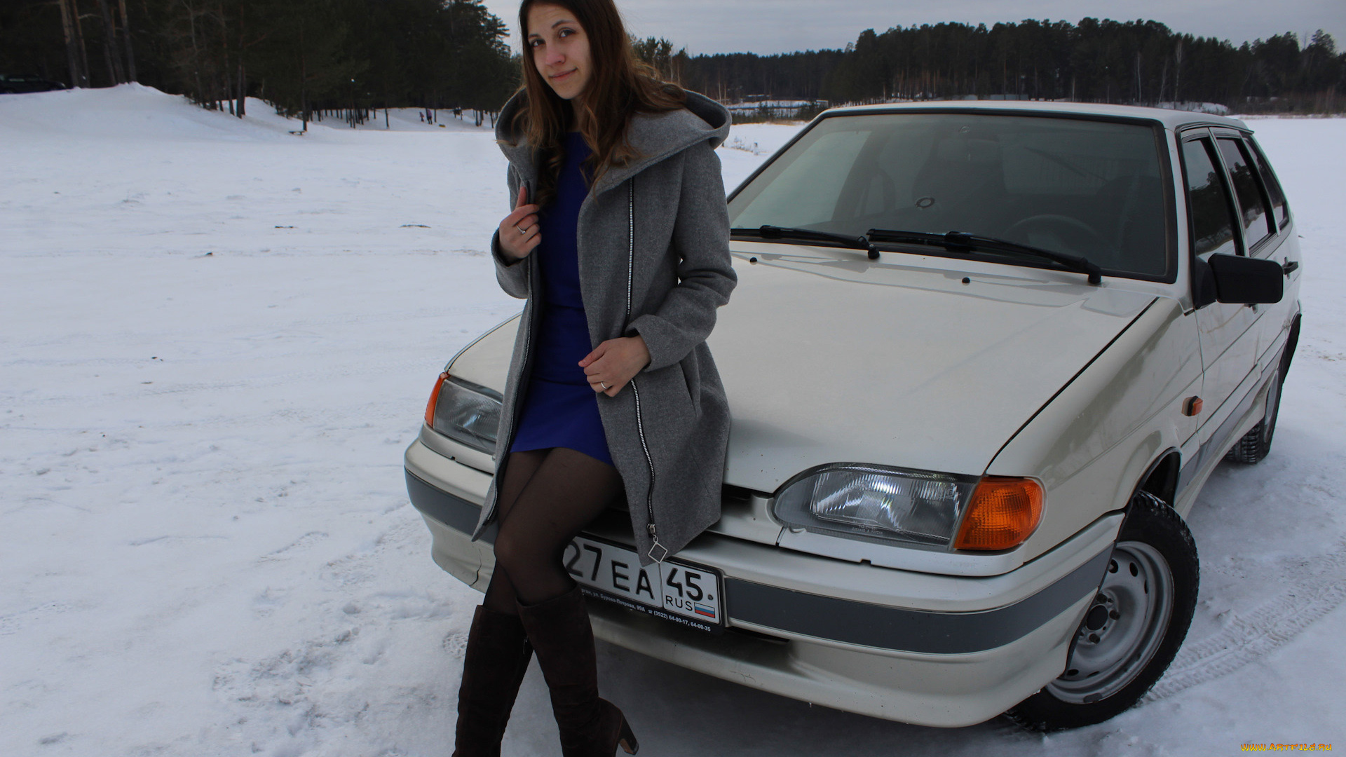 автомобили, -авто, с, девушками, lada, 2114