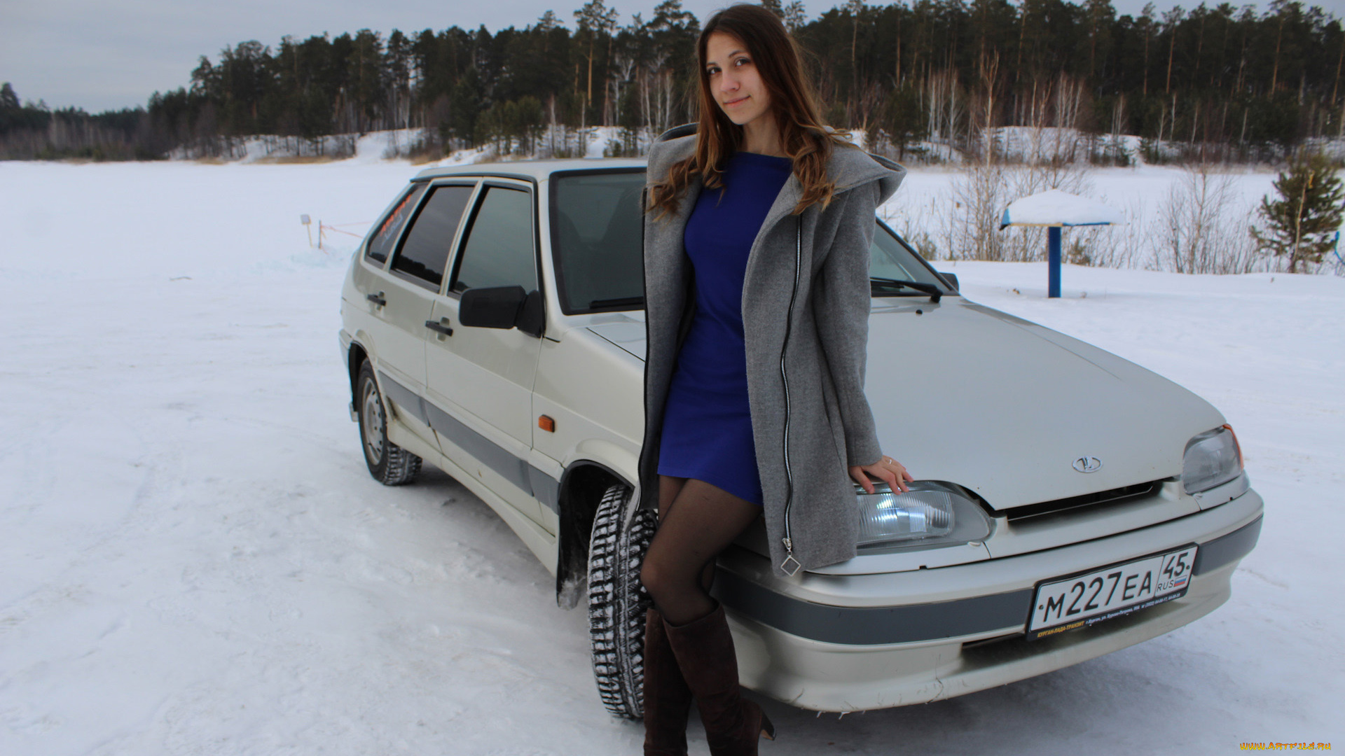 автомобили, -авто, с, девушками, lada, 2114