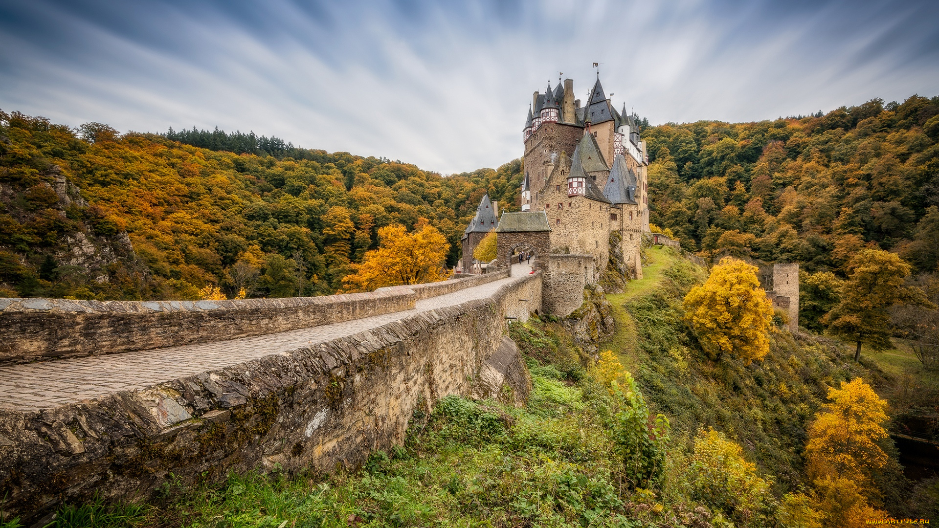 города, замки, германии, замок, эльц, германия