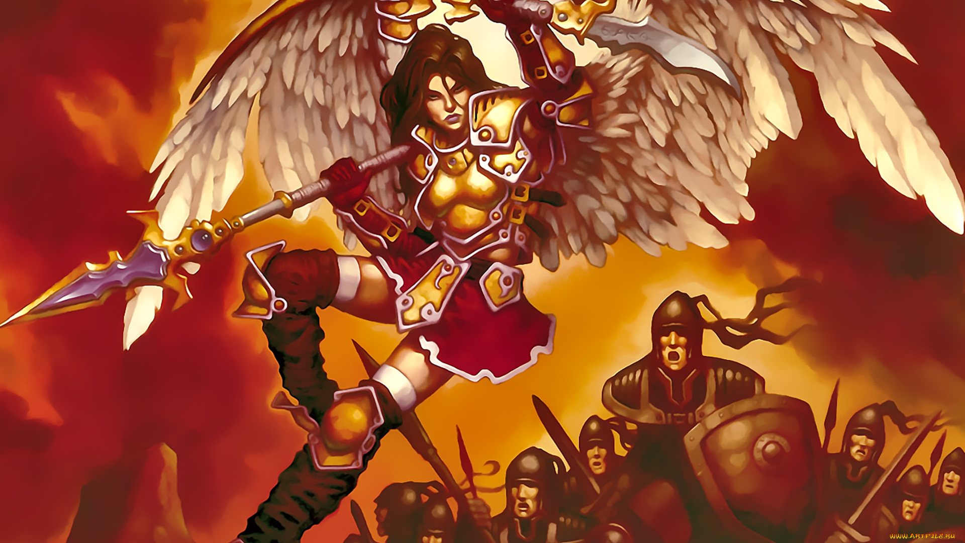 календари, фэнтези, крылья, девушка, оружие, воин, шлем, войско, calendar, 2020