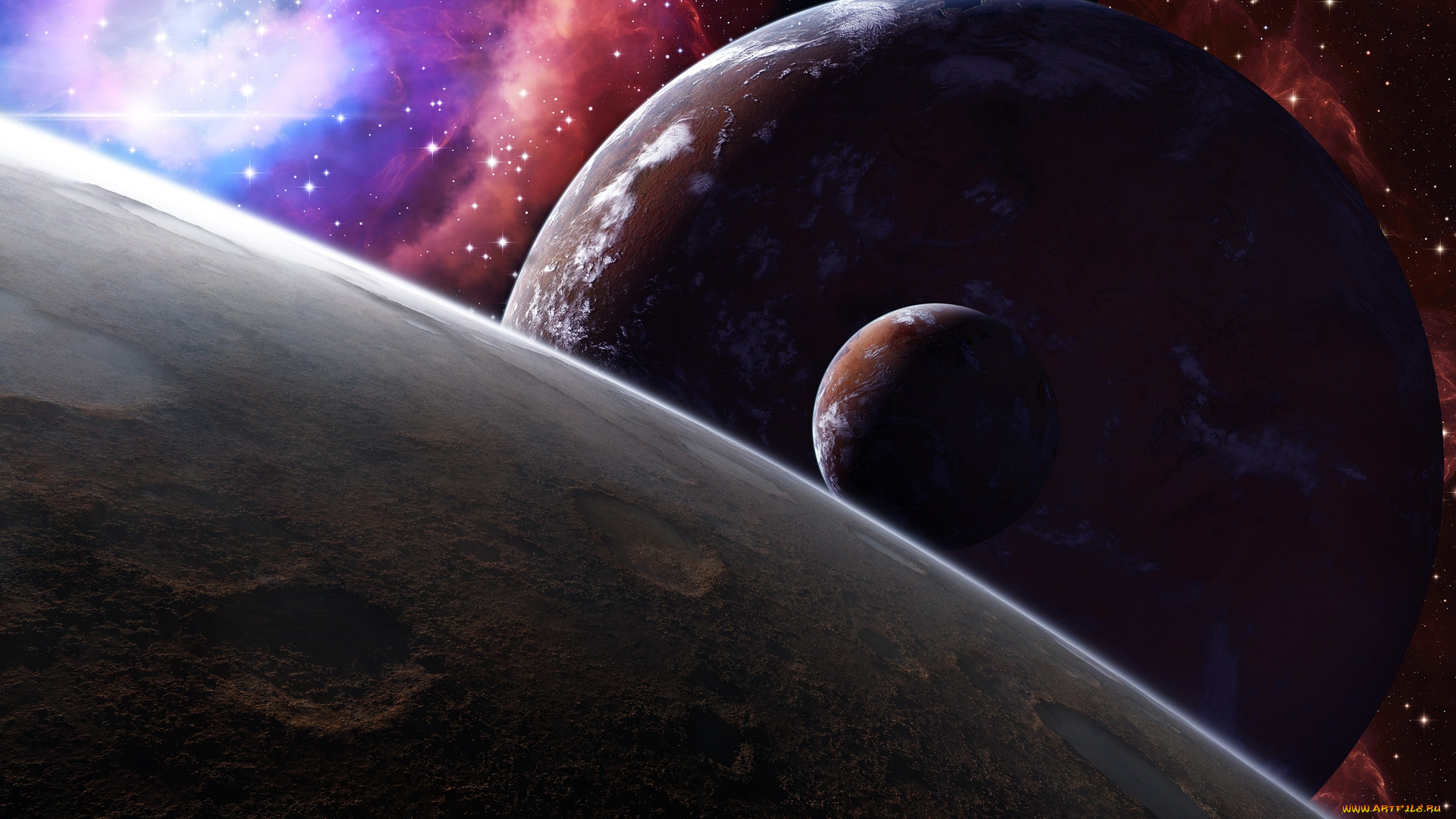 космос, арт, the, three, moons