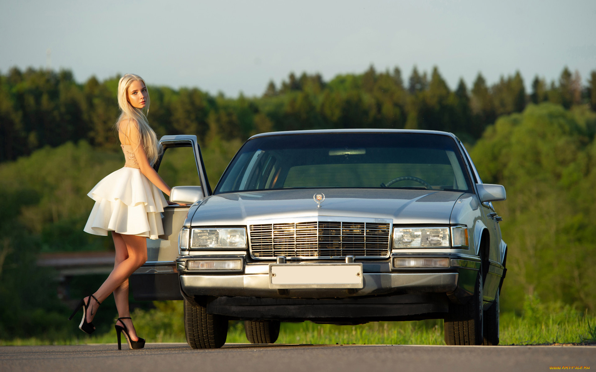 автомобили, -авто, с, девушками, cadillac, de, ville