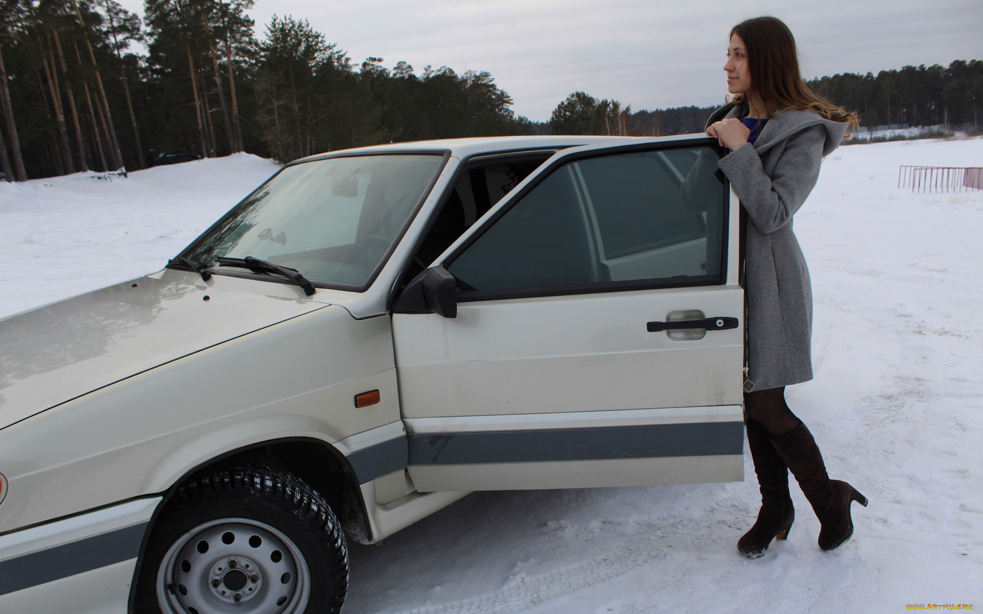 автомобили, -авто, с, девушками, lada, 2114