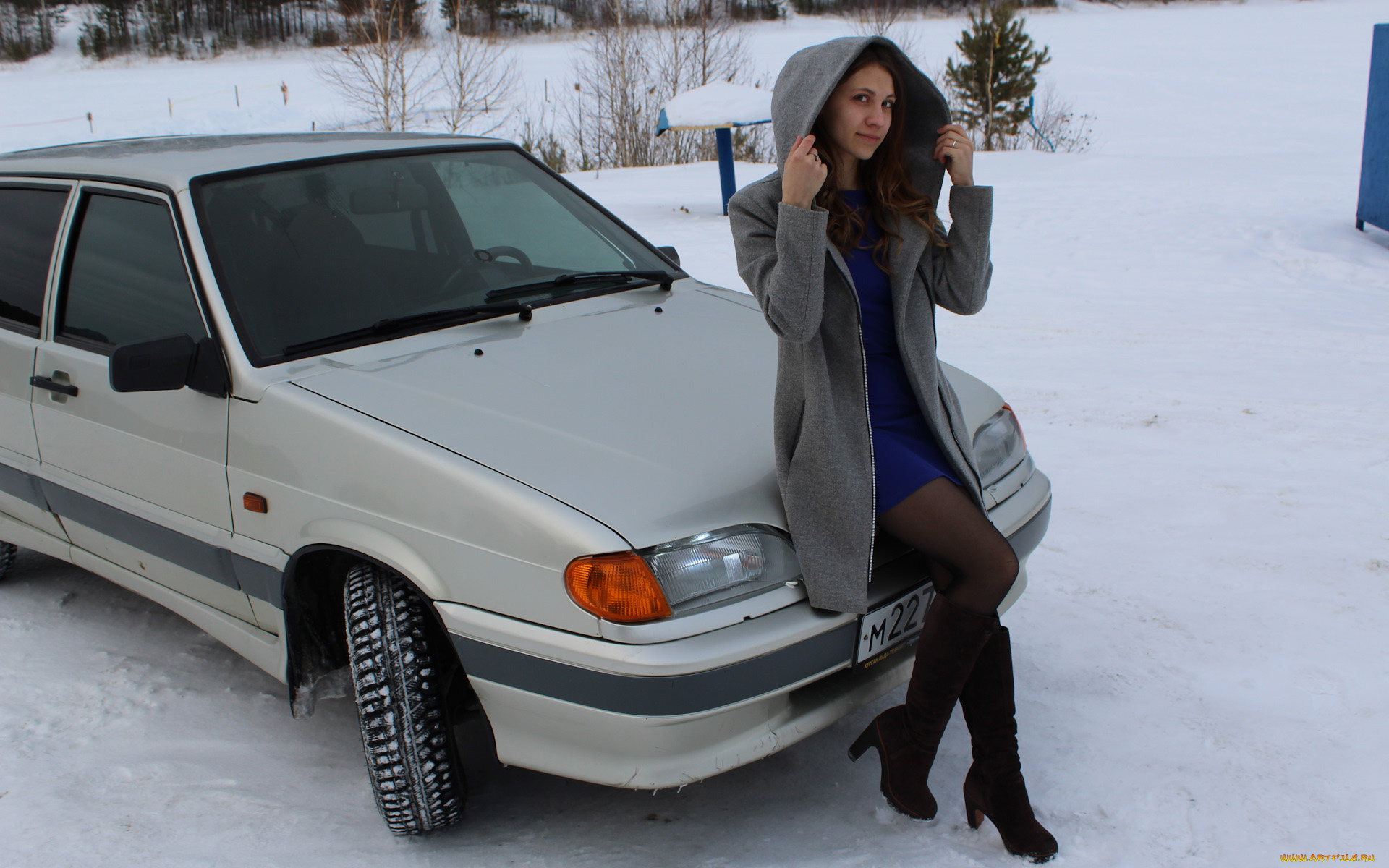 автомобили, -авто, с, девушками, lada, 2114