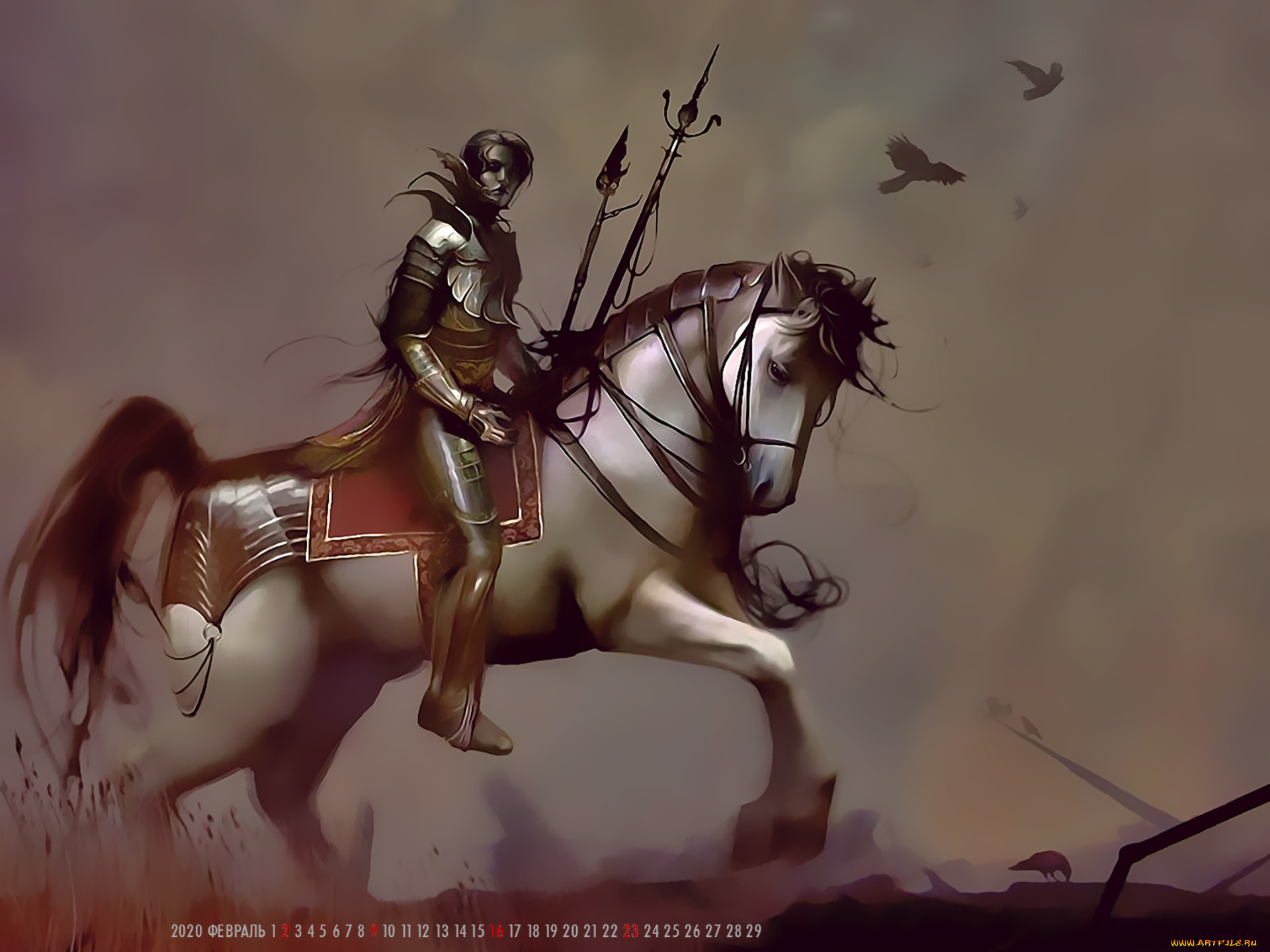 календари, фэнтези, 2020, животное, конь, лошадь, всадник, человек, calendar