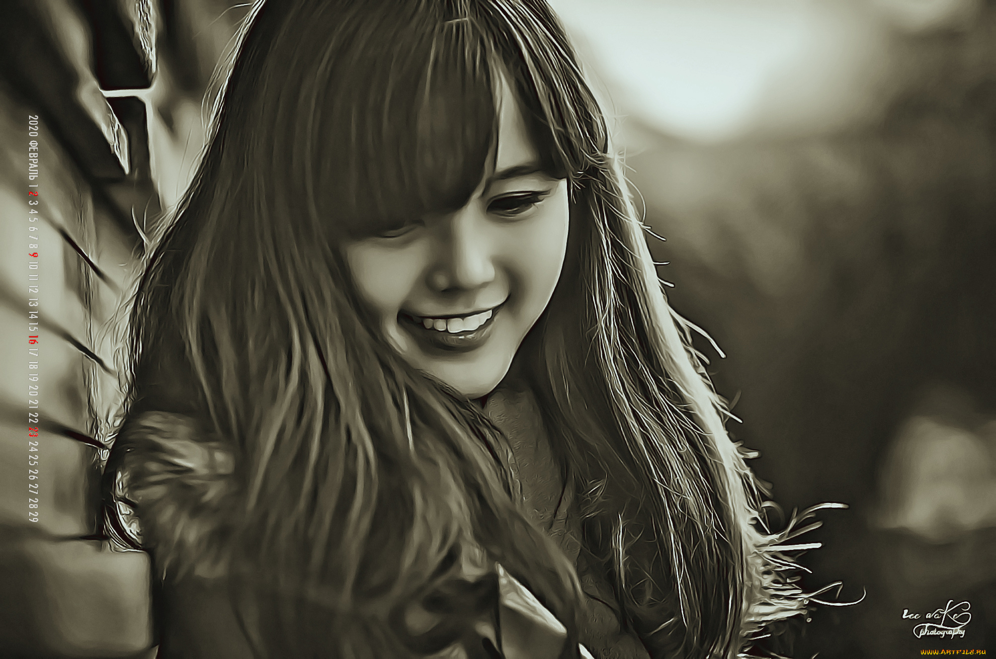 календари, компьютерный, дизайн, 2020, девушка, улыбка, лицо, женщина, calendar, азиатка