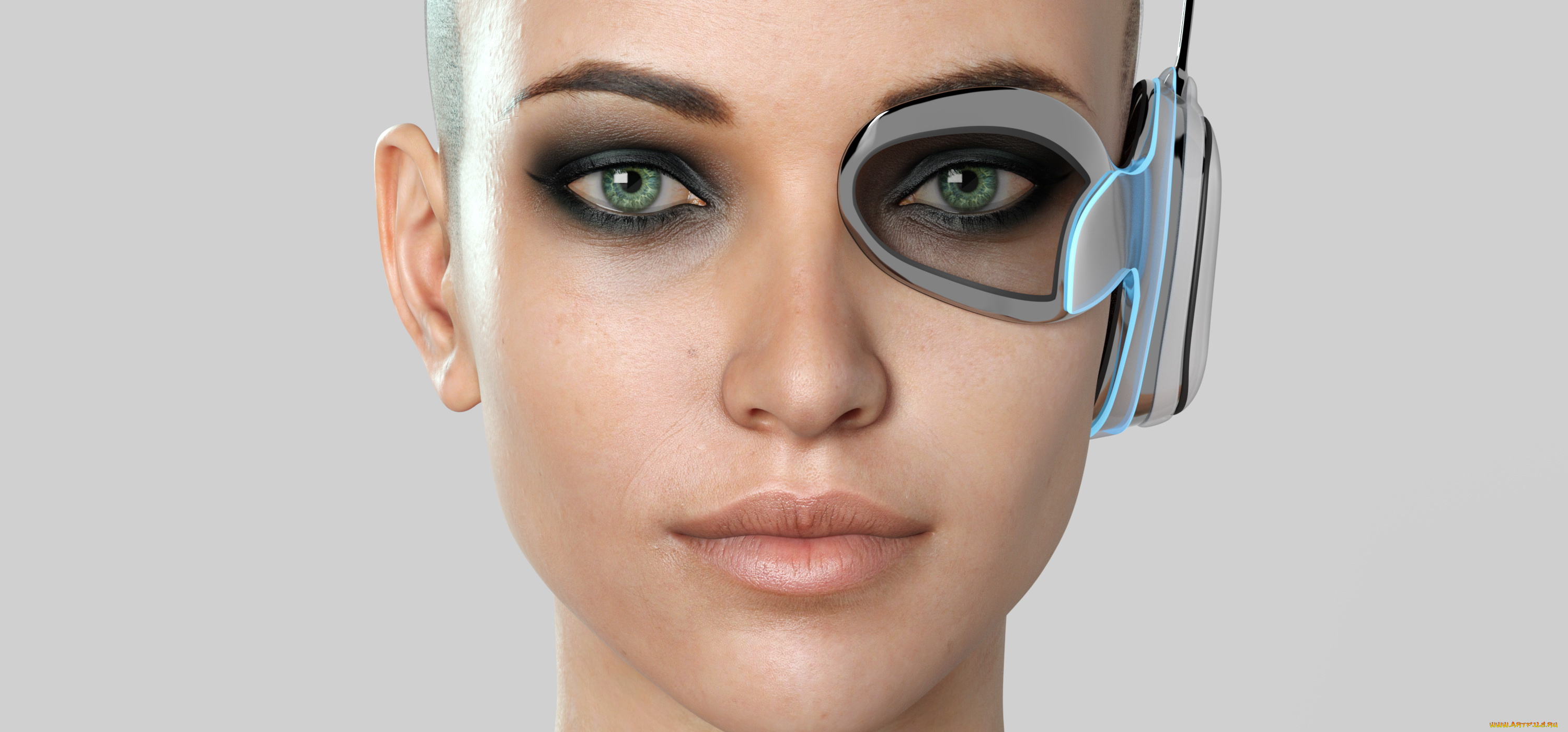 3д, графика, портрет, , portraits, девушка, монокль, взгляд, фон