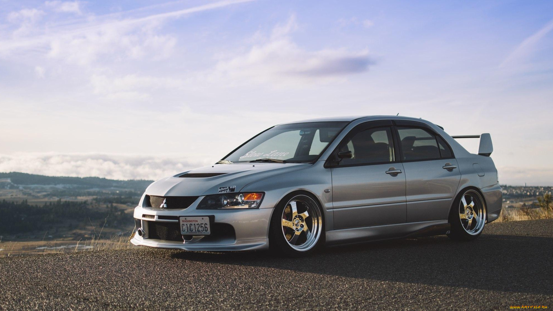 автомобили, mitsubishi, lancer, evolution, серебристый, панорама