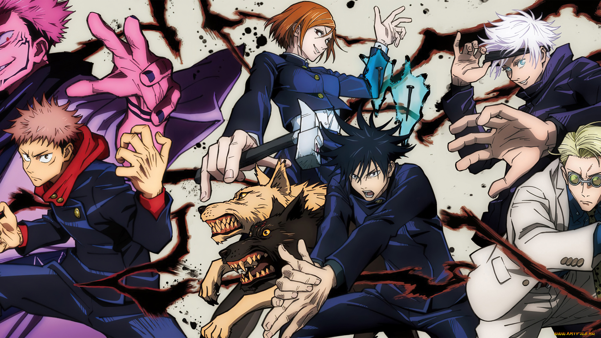 аниме, jujutsu, kaisen, магическая, битва