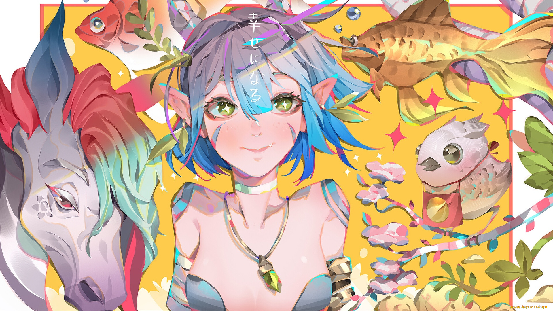 аниме, животные, , существа, девушка