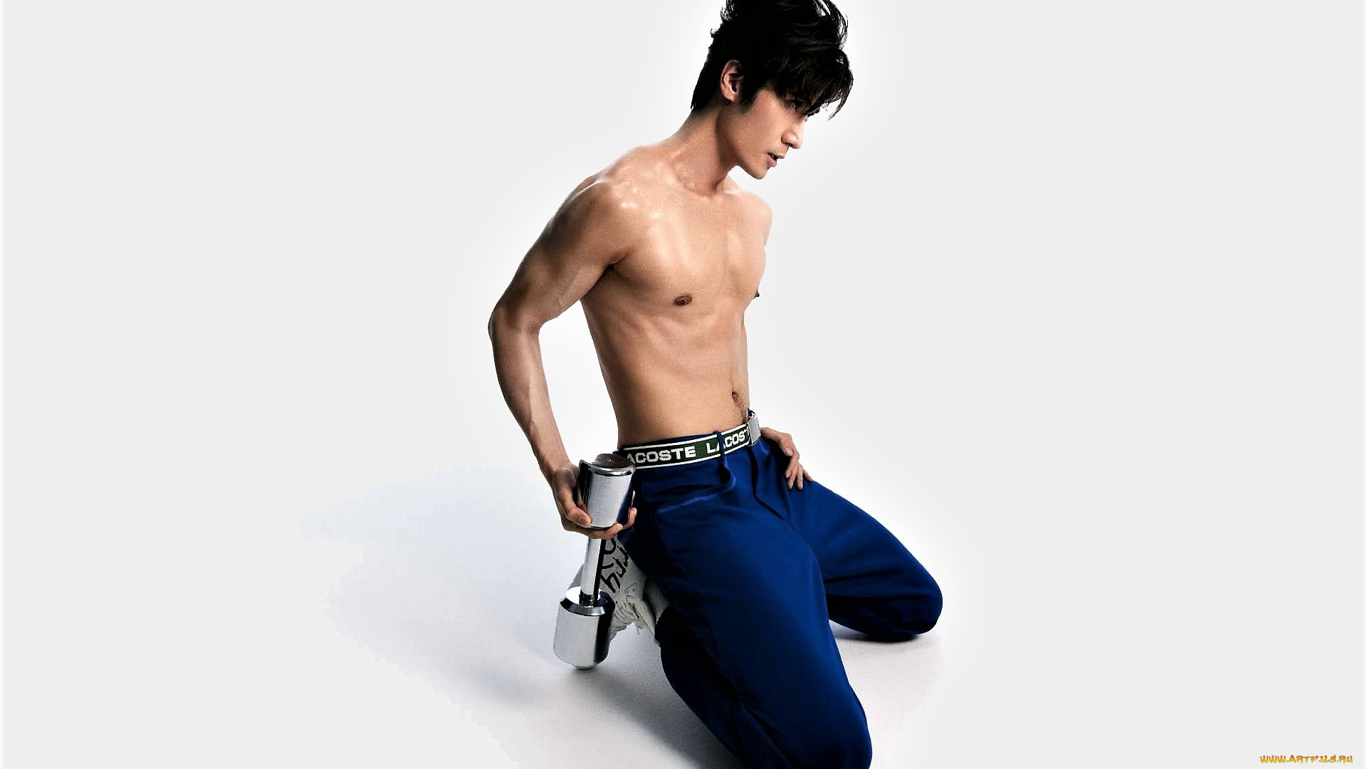 мужчины, liu, haikuan, актер, торс, брюки, гантели