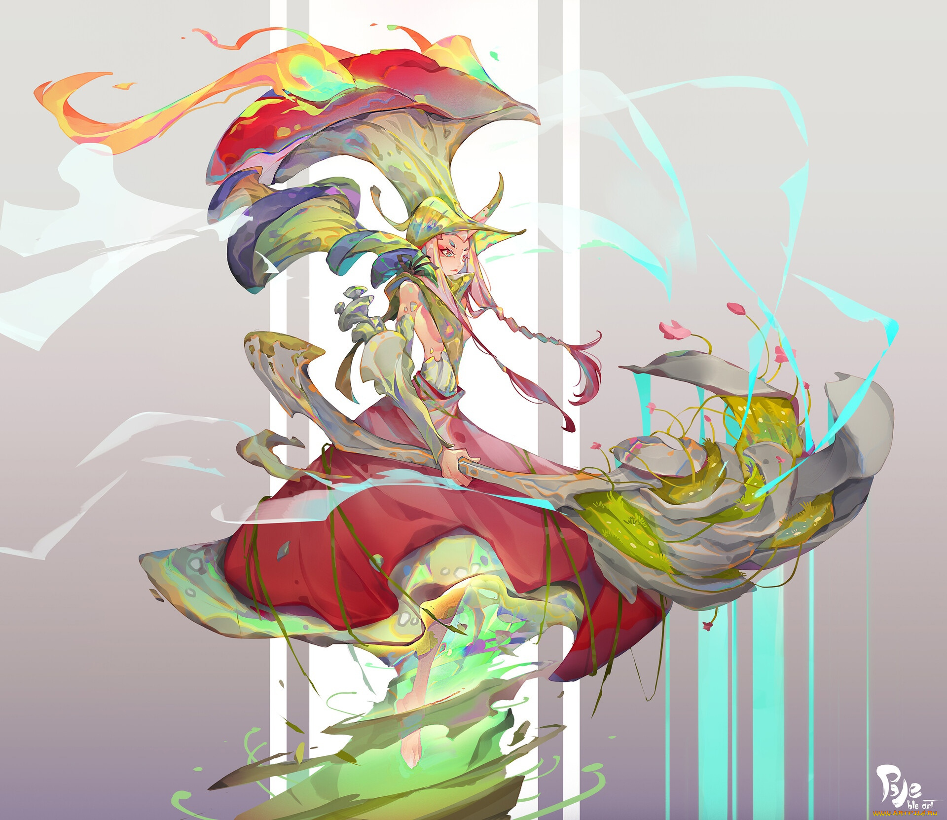 аниме, магия, , колдовство, , halloween, девушка, посох