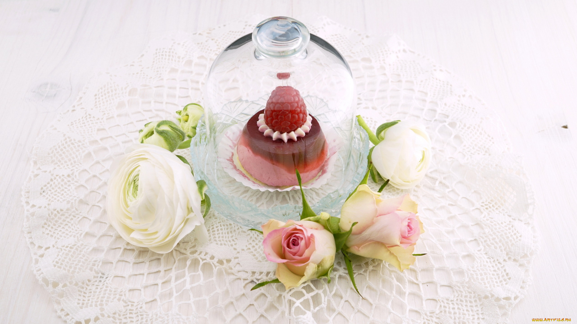 еда, мороженое, , десерты, желе, десерт, малина, розы, ранункулюс