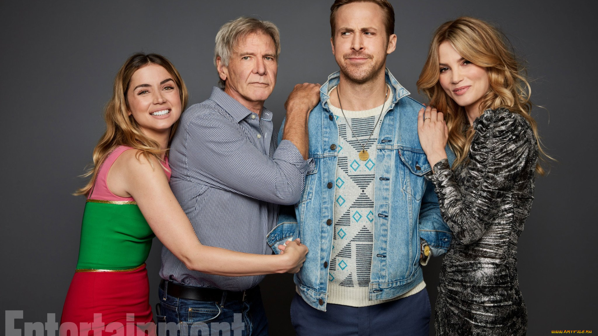 разное, знаменитости, актеры, ана, де, армас, харрисон, форд, райан, гослинг, сильвия, хукс, бегущий, по, лезвию, 2049, фотография, журнал, entertainment, weekly, comic, con, cан, диего, калифорния