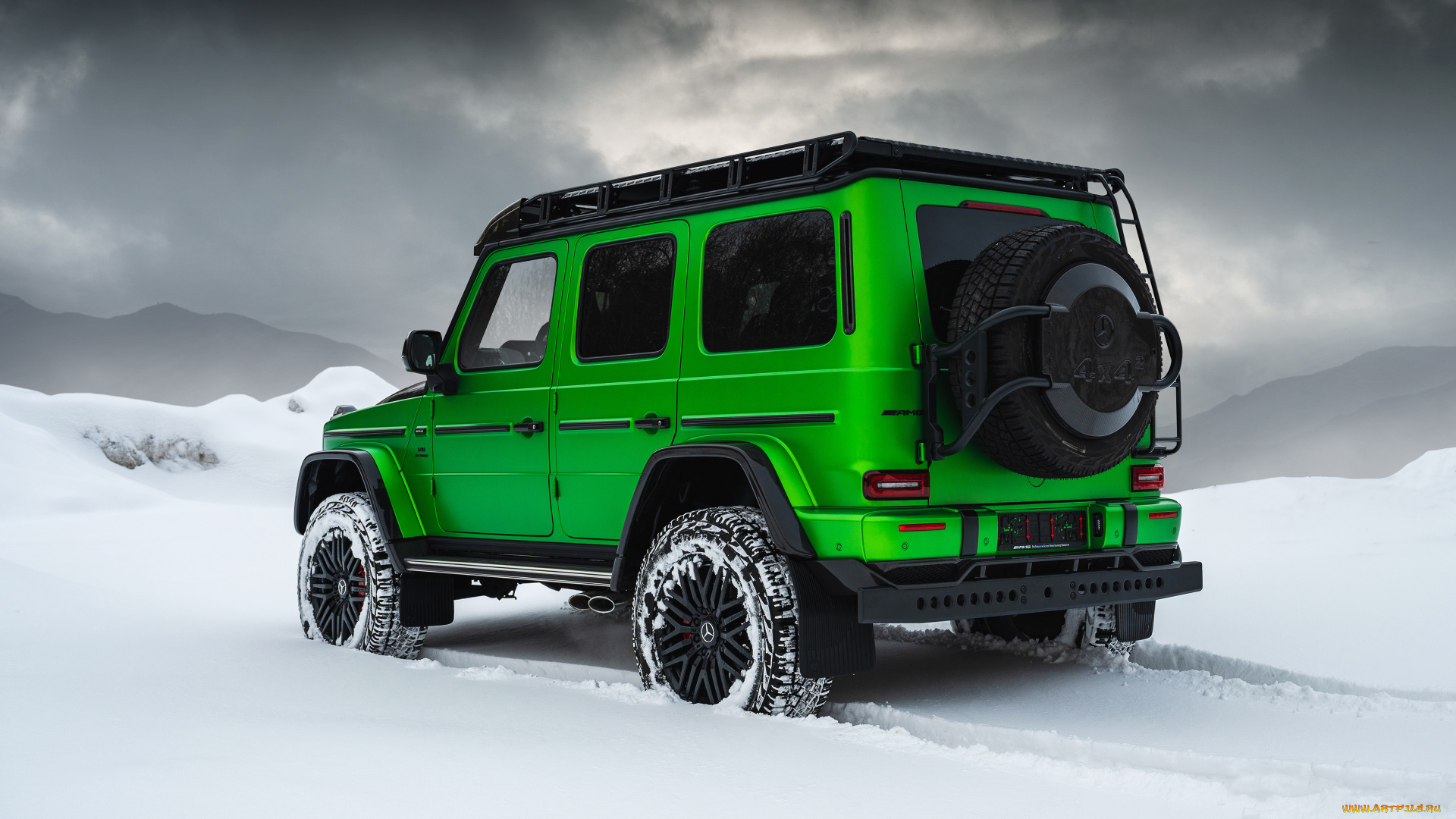 автомобили, mercedes-benz, amg, g-63, inferno, 4x4, suv, green, winter, зима, снег
