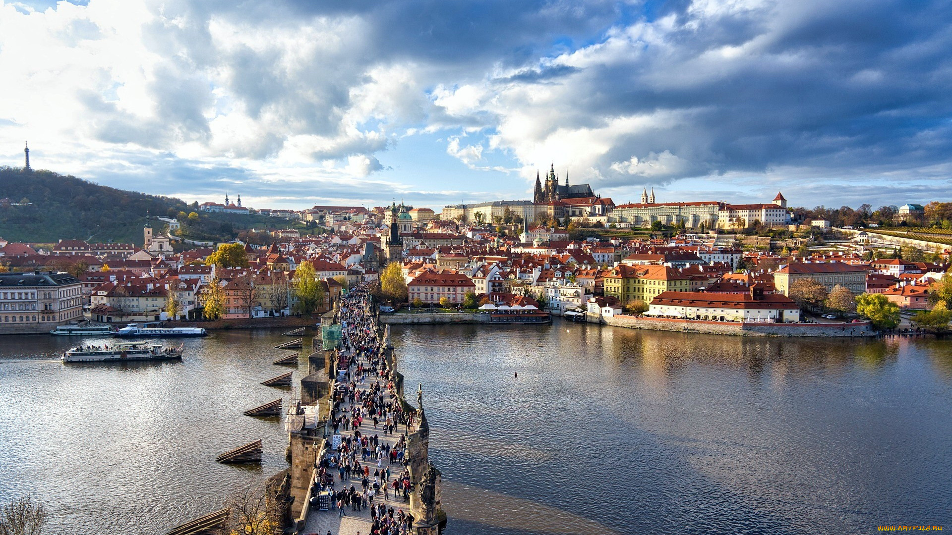 города, прага, , чехия, панорама