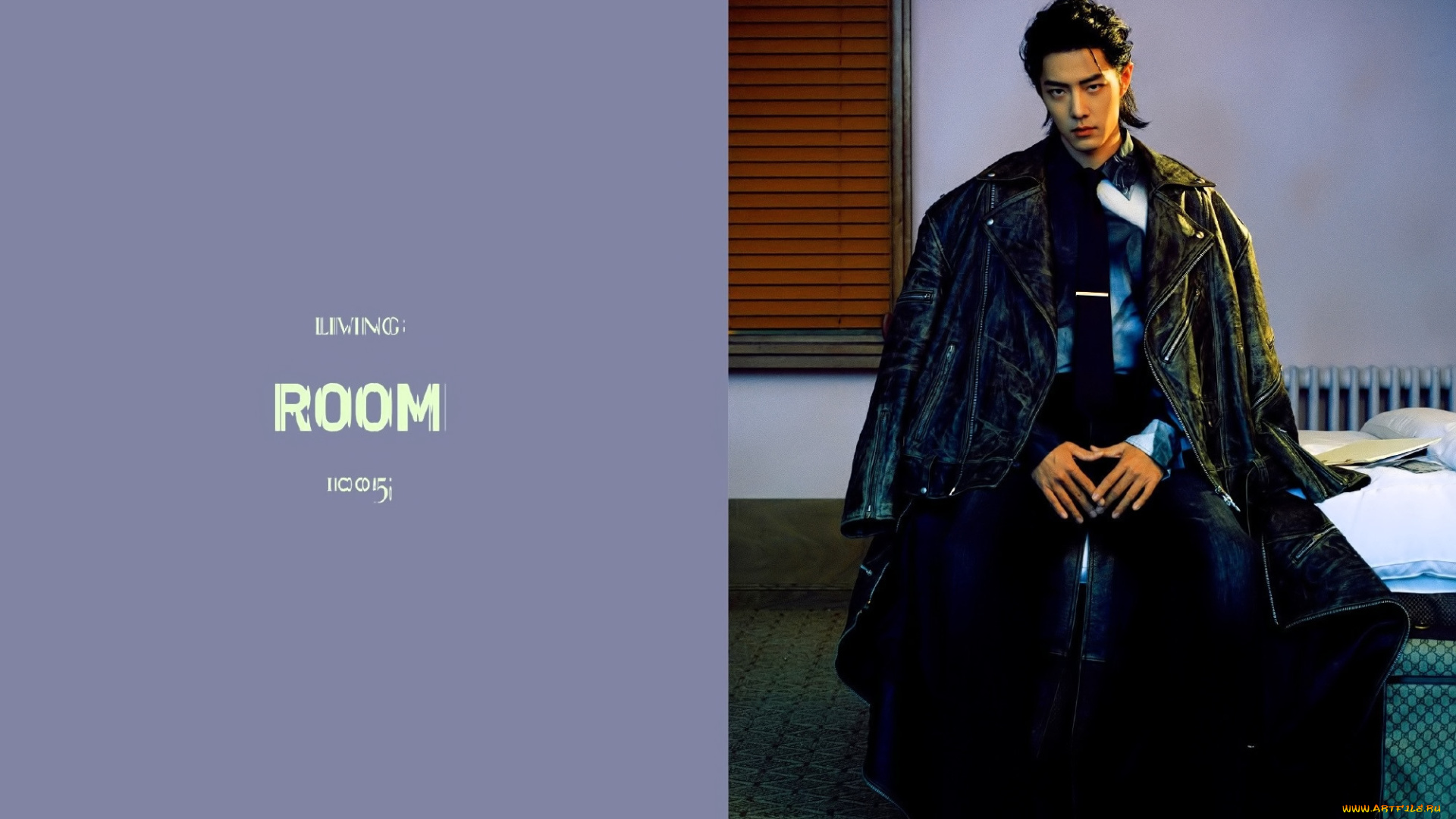 мужчины, xiao, zhan, актер, плащ, кровать