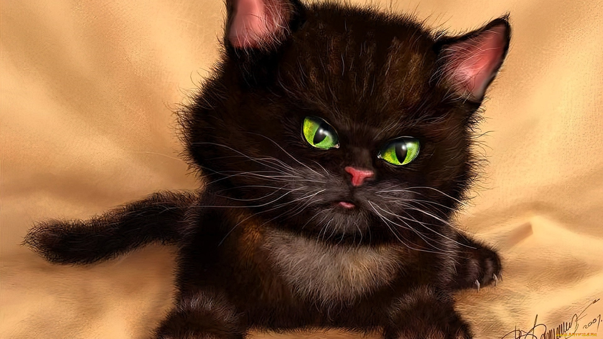 рисованное, животные, , коты, котенок