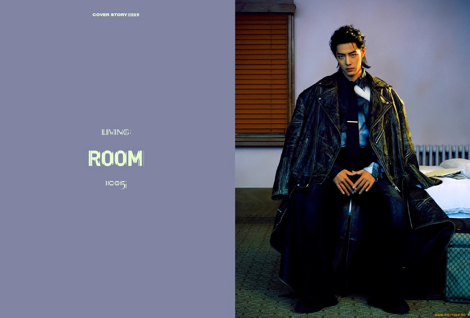 мужчины, xiao, zhan, актер, плащ, кровать