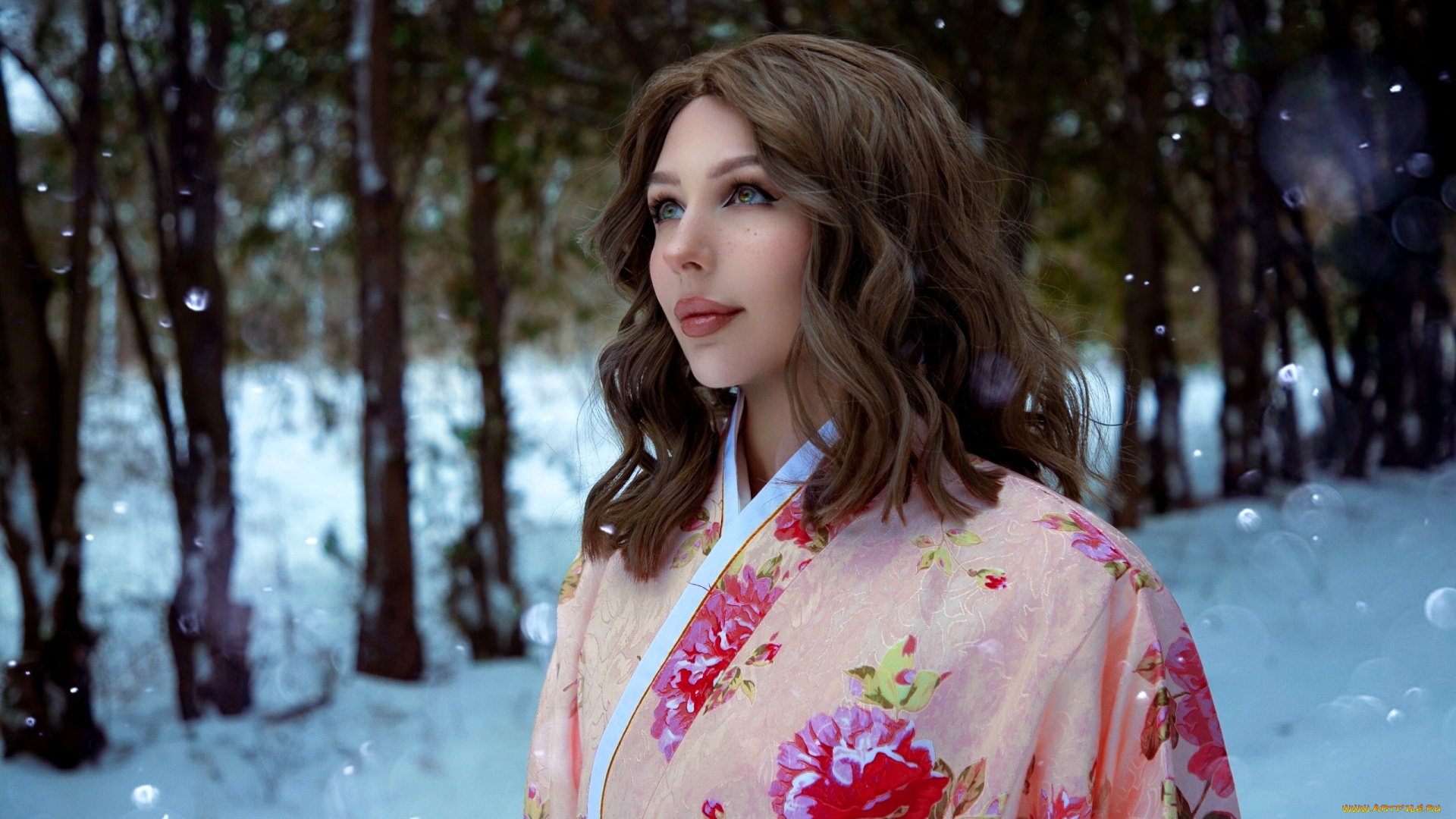 ladybell, девушки, -, креатив, , косплей, образ, косплей, наряд, костюм, кимоно, лес, снег, зима