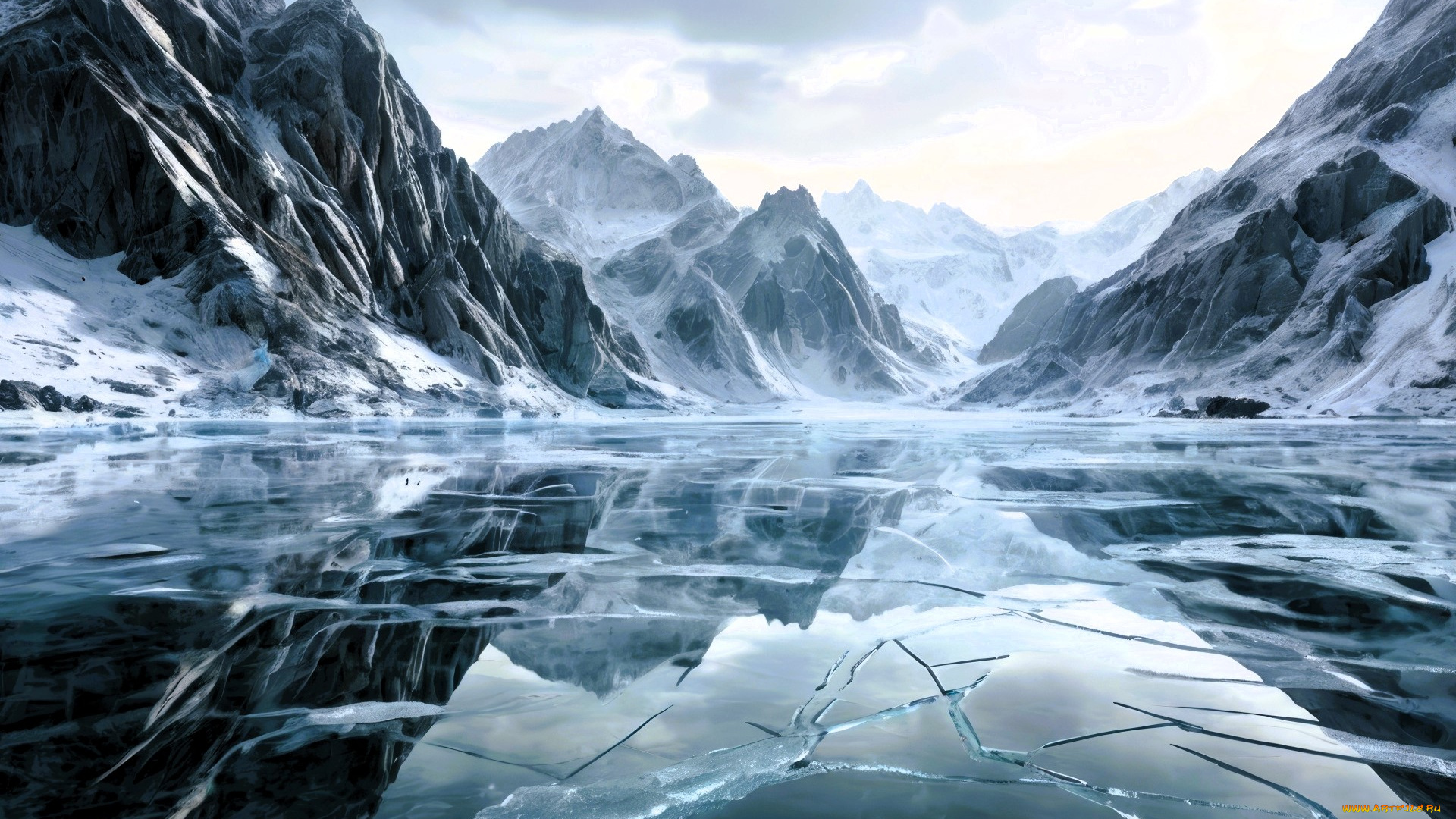 природа, реки, озера, горы, снег, лед, озеро