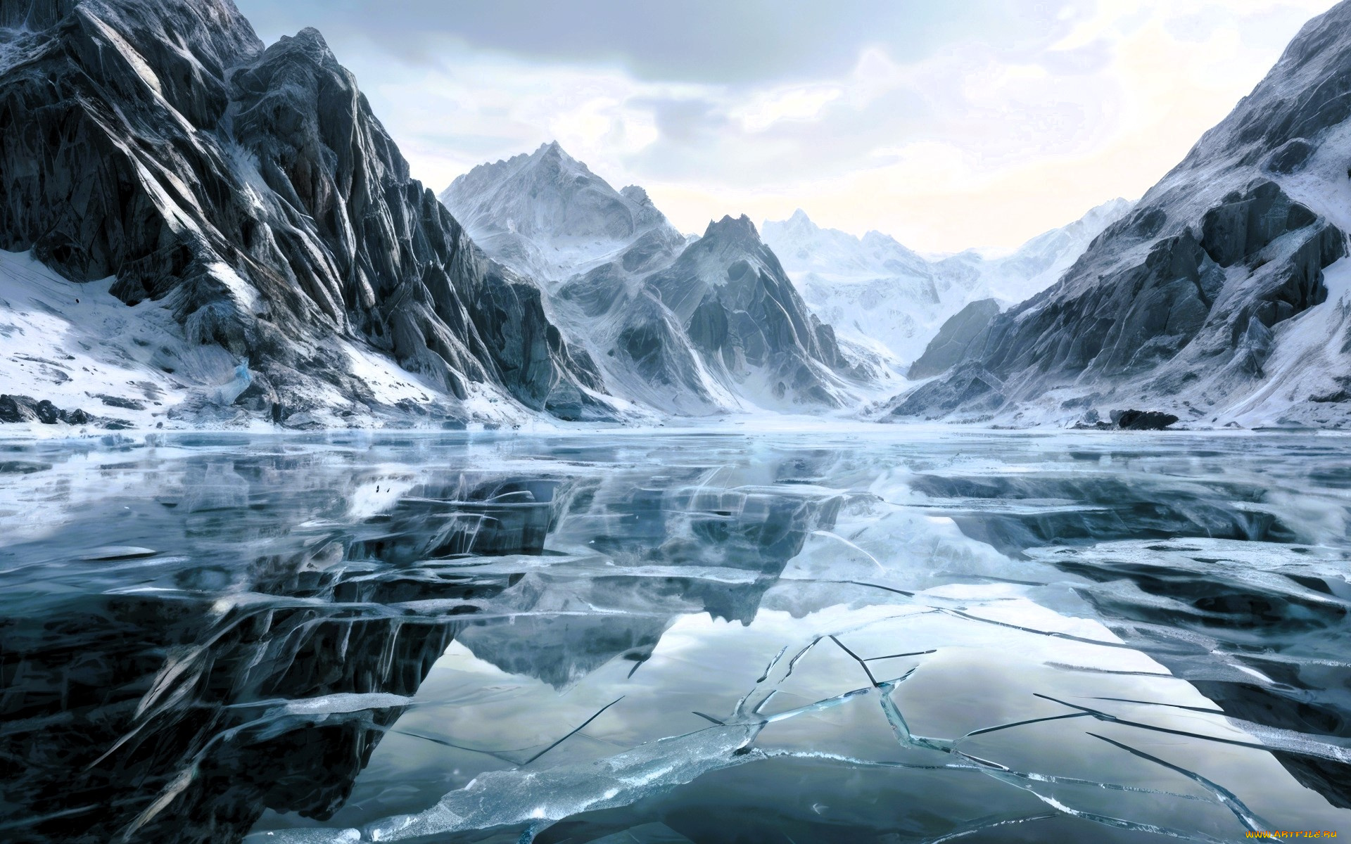 природа, реки, озера, горы, снег, лед, озеро