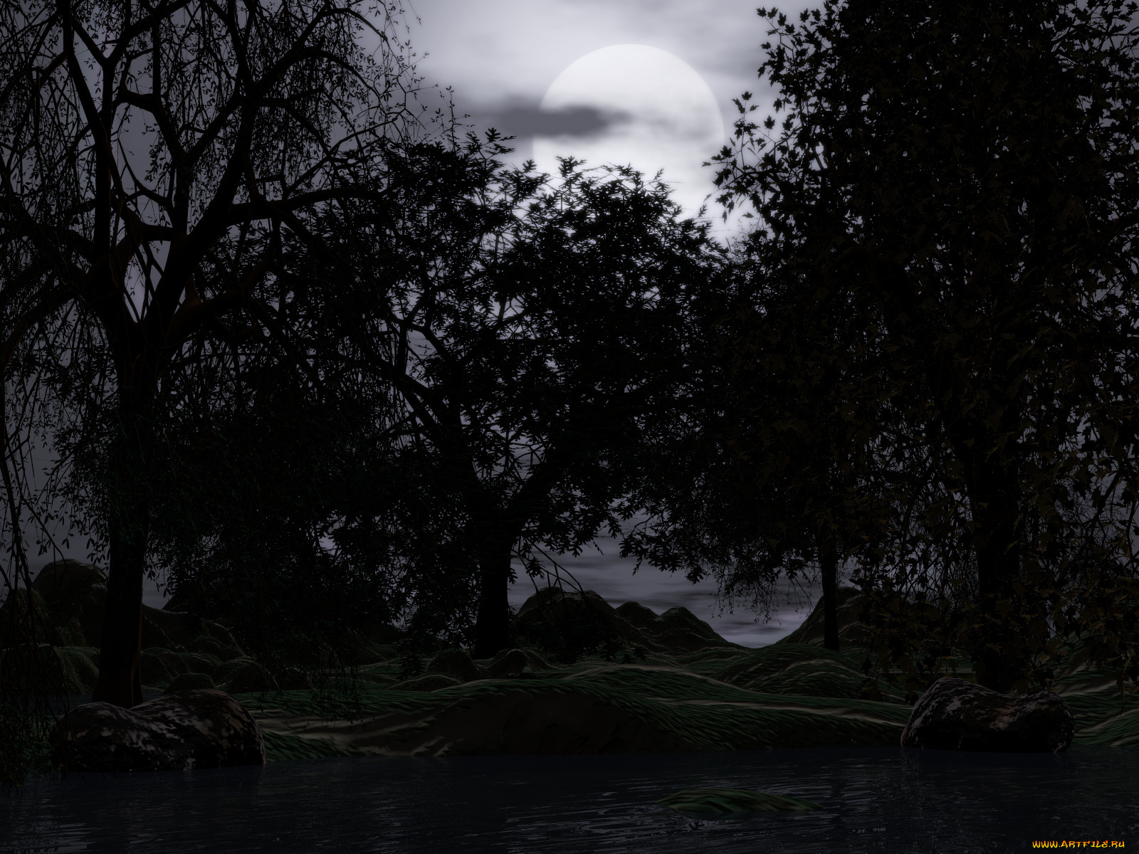 3д, графика, nature, landscape, природа, вечер